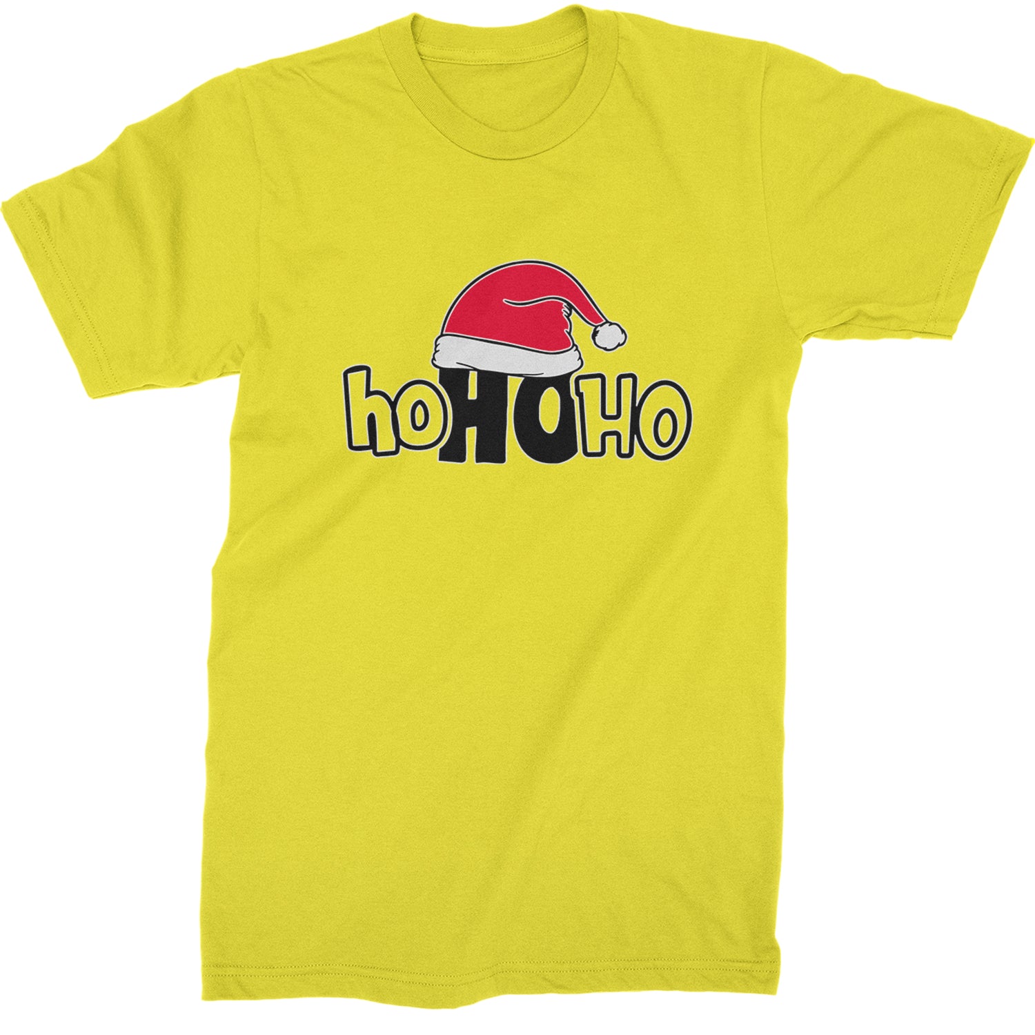 Ho Ho Ho Santa Christmas Hat  Mens T-shirt Yellow