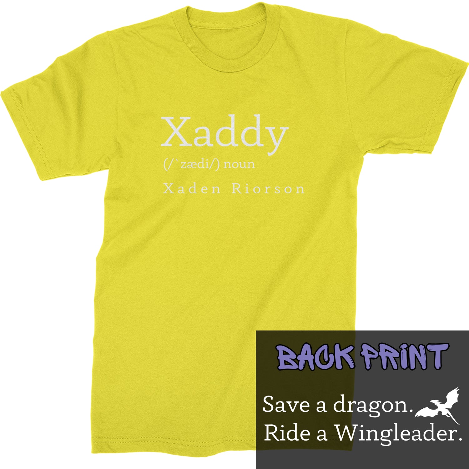 Xaddy Save A Dragon Ride A Wingleader Mens T-shirt Yellow