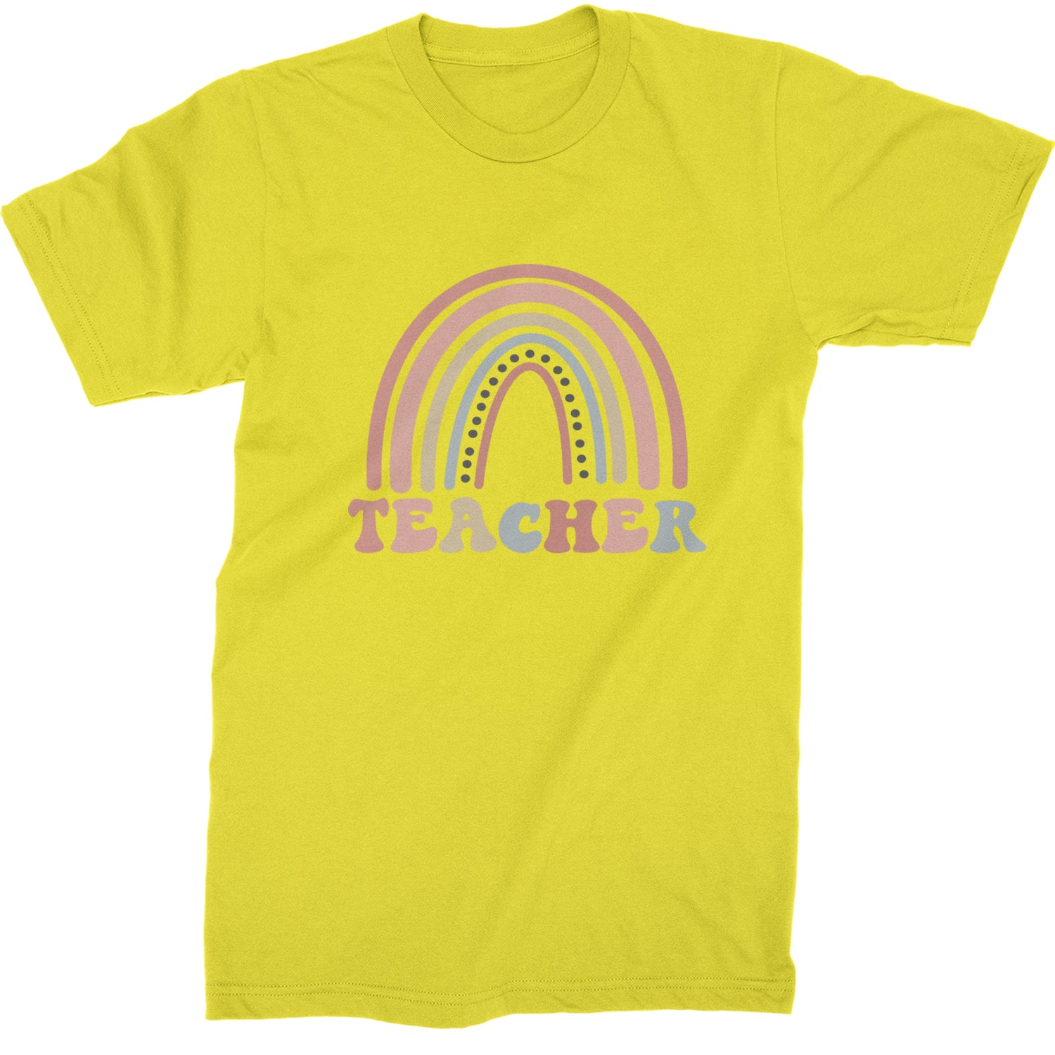 Teacher Pastel Rainbow  Mens T-shirt Yellow