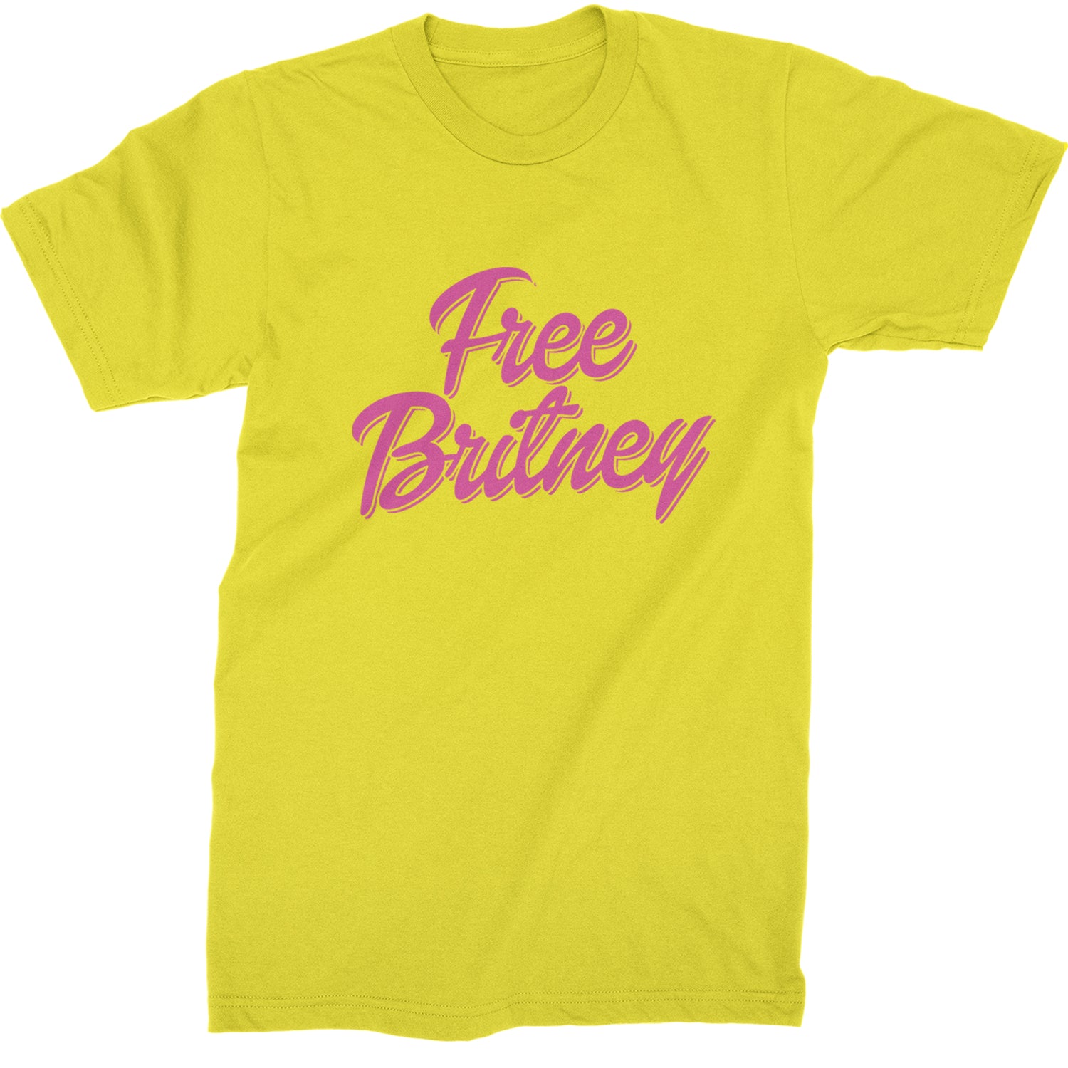 Pink Free Britney Mens T-shirt Yellow