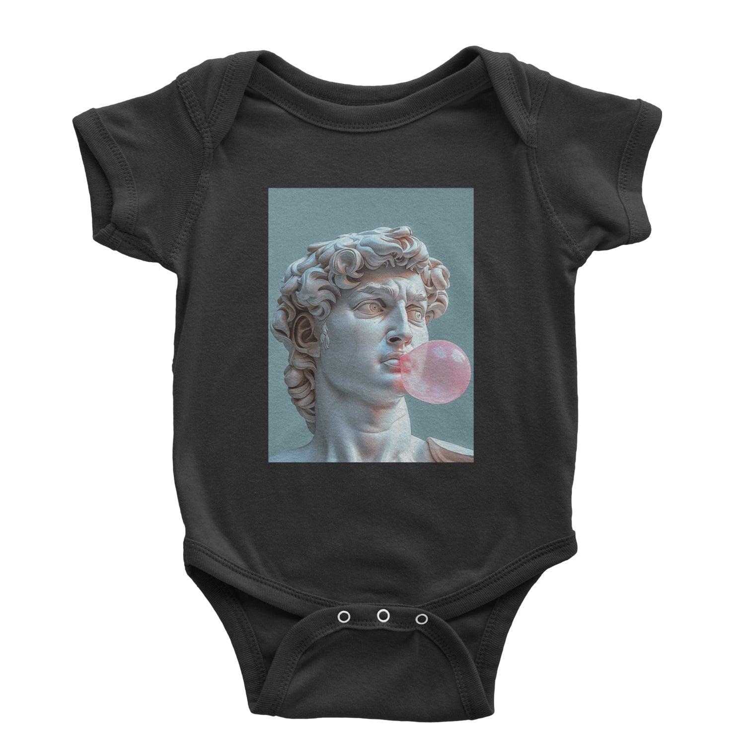 Michelangelo's David with Bubble Gum Contemporary Statue Art Infant One-Piece Romper Bodysuit and Toddler T-shirt Light Pink