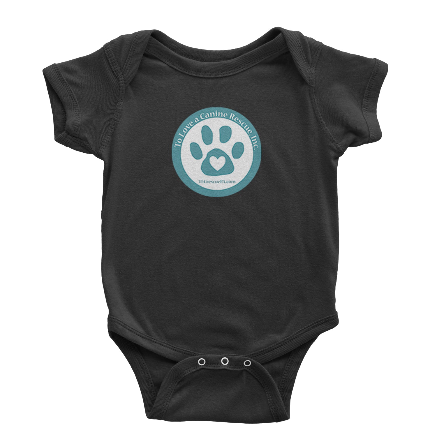 TLC To Love a Canine Dog Rescue Teal Infant One-Piece Romper Bodysuit and Toddler T-shirt Black