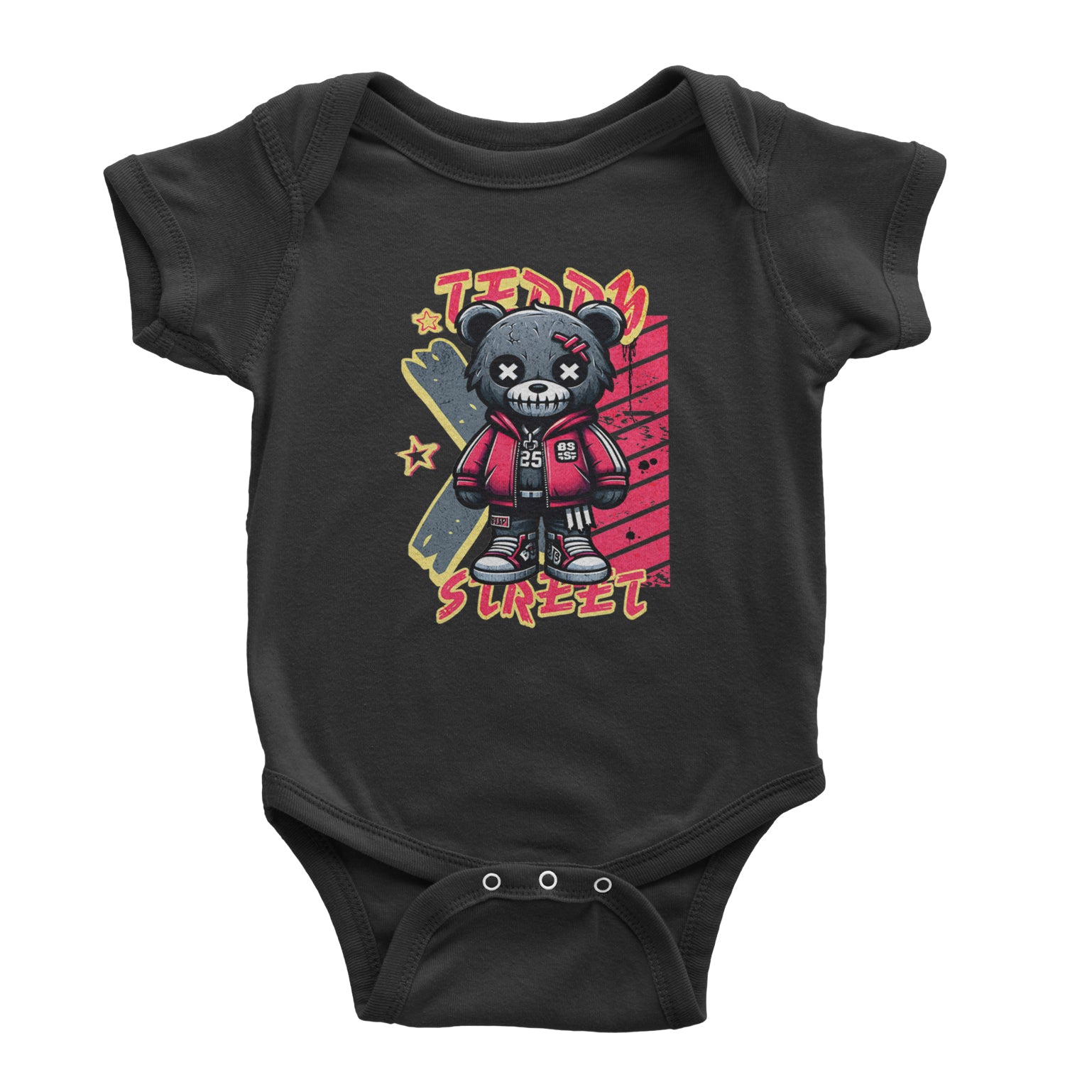 Teddy Attitude Urban Graffiti Bear Infant One-Piece Romper Bodysuit Or Toddler T-shirt Black