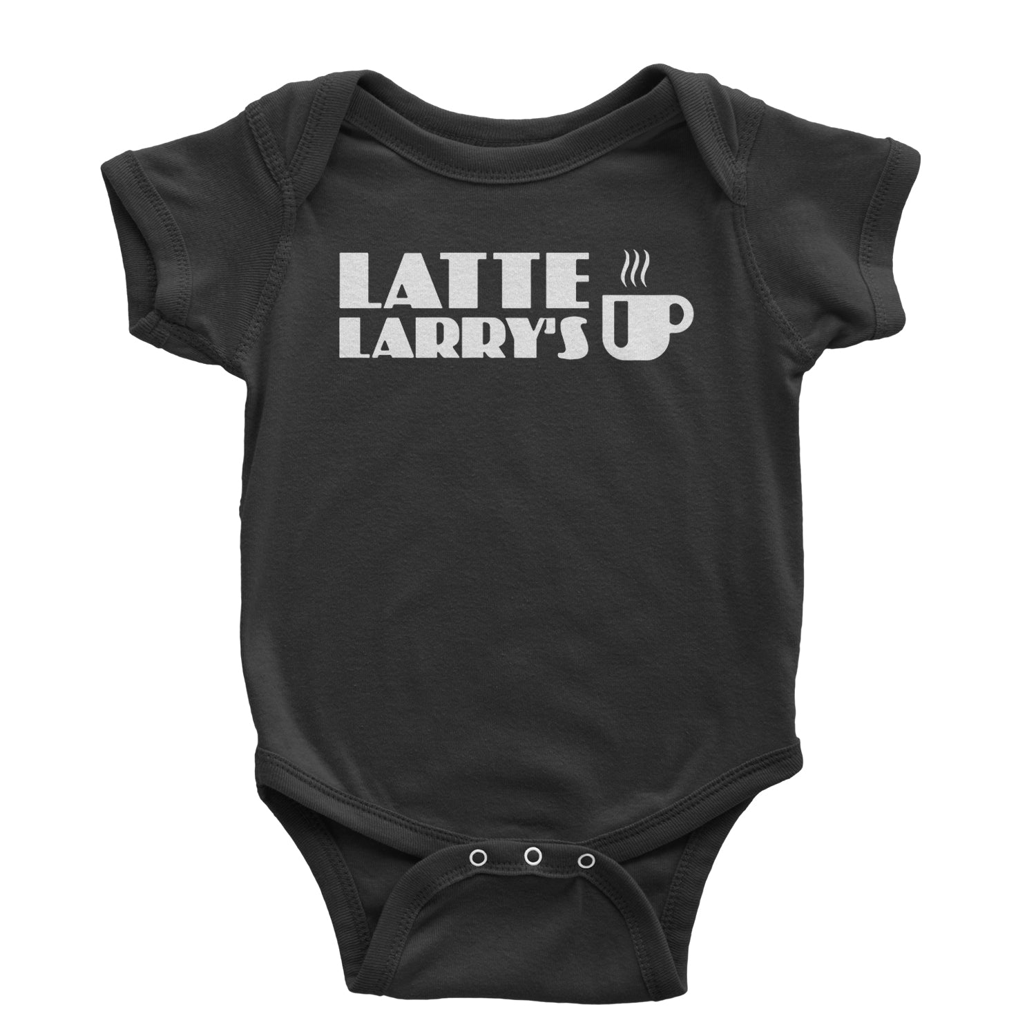 Latte Larry's Enthusiastic Coffee Infant One-Piece Romper Bodysuit and Toddler T-shirt Black