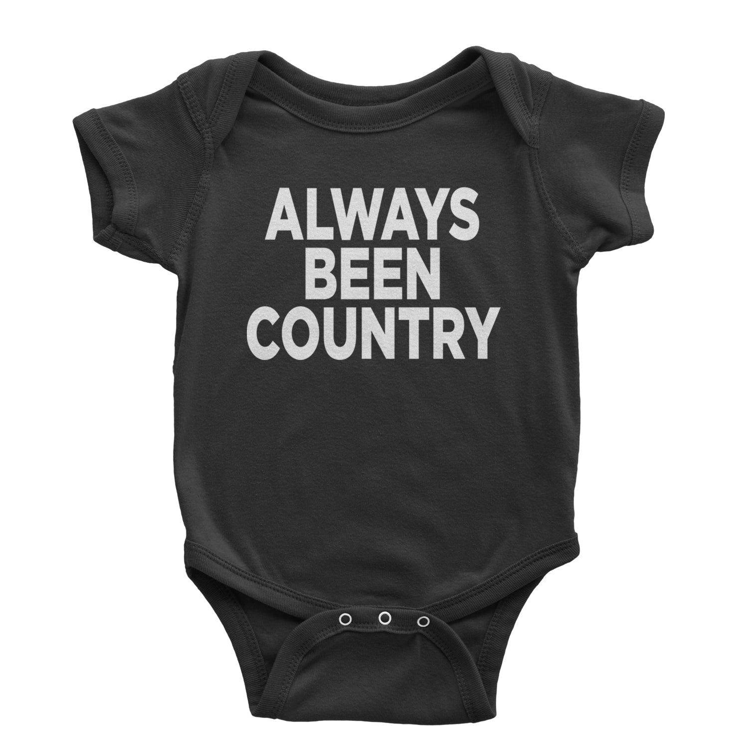 Always Been Country Music Infant One-Piece Romper Bodysuit and Toddler T-shirt Black