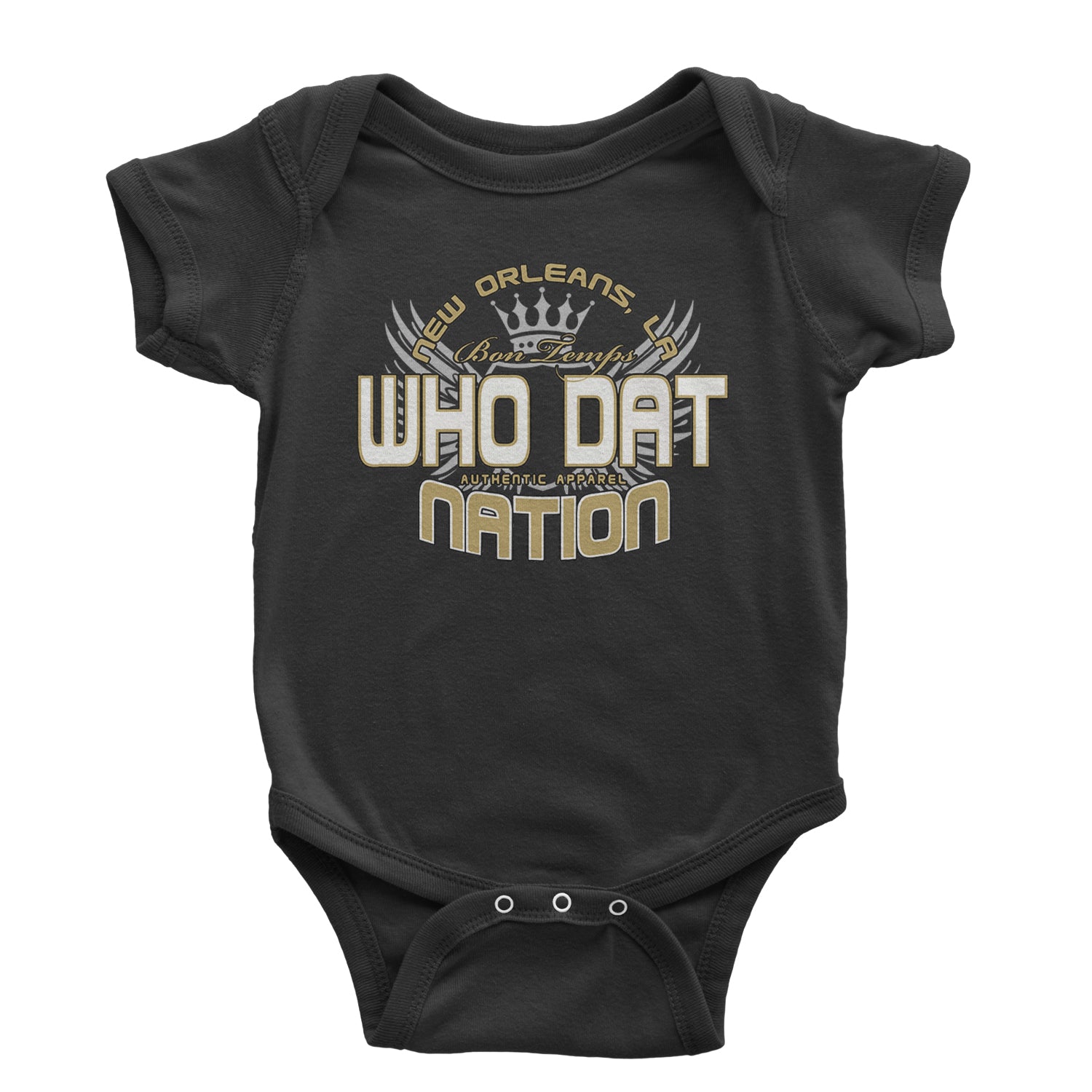 Who Dat Nation New Orleans (Color) Infant One-Piece Romper Bodysuit and Toddler T-shirt Black