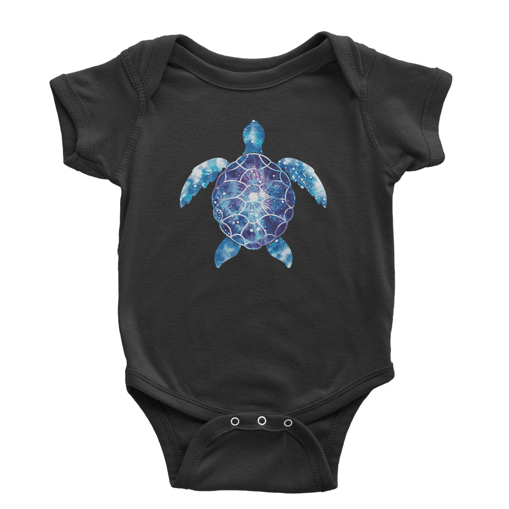 Ocean Aura Tie-Dye Sea Turtle Infant One-Piece Romper Bodysuit and Toddler T-shirt Black