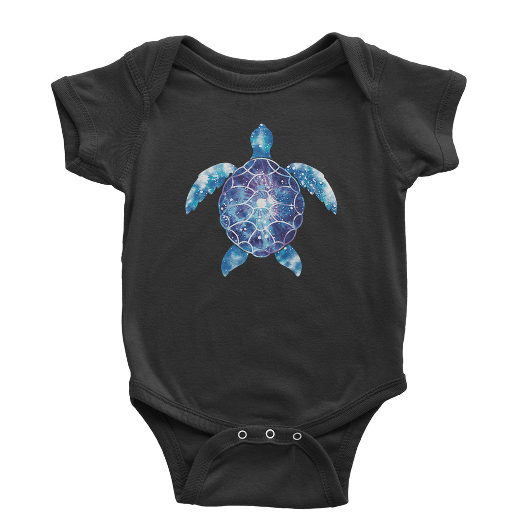 Ocean Aura Tie-Dye Sea Turtle Infant One-Piece Romper Bodysuit and Toddler T-shirt Black