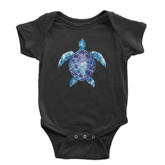 Ocean Aura Tie-Dye Sea Turtle Infant One-Piece Romper Bodysuit and Toddler T-shirt Black