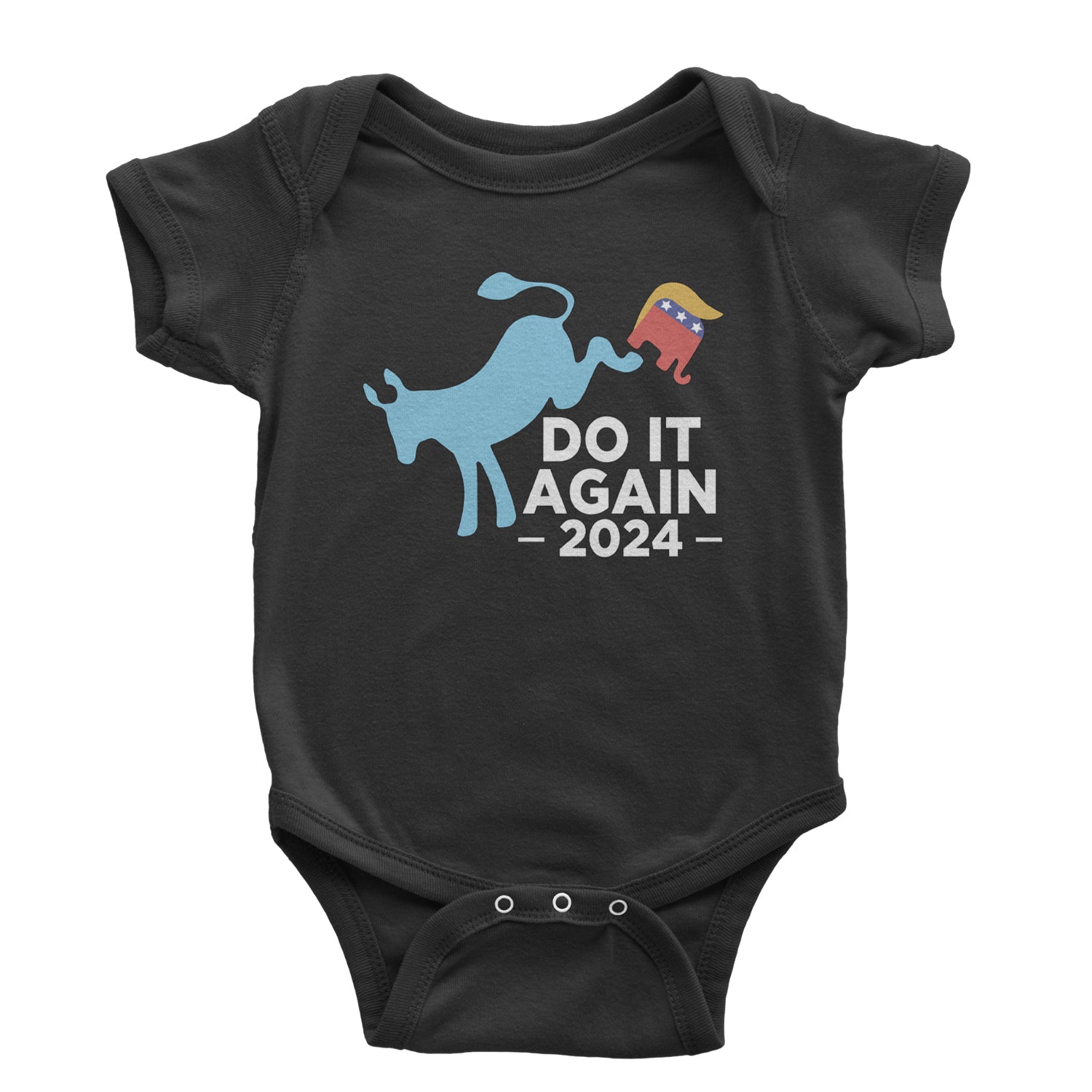 Do It Again - Democratic Donkey Kicking Republicans 2024 Political Humor Infant One-Piece Romper Bodysuit and Toddler T-shirt Navy Blue