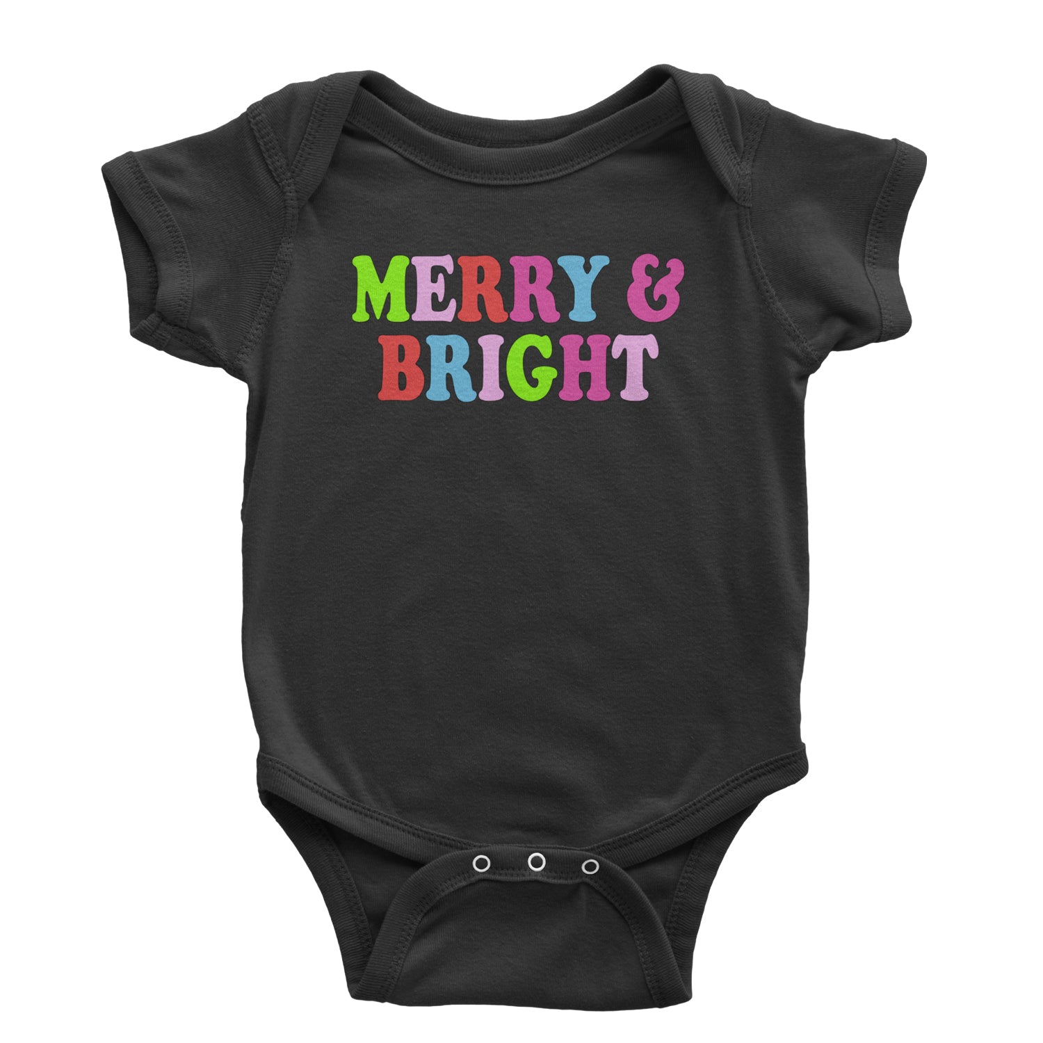 Merry and Bright Festive Christmas Holiday Infant One-Piece Romper Bodysuit and Toddler T-shirt White