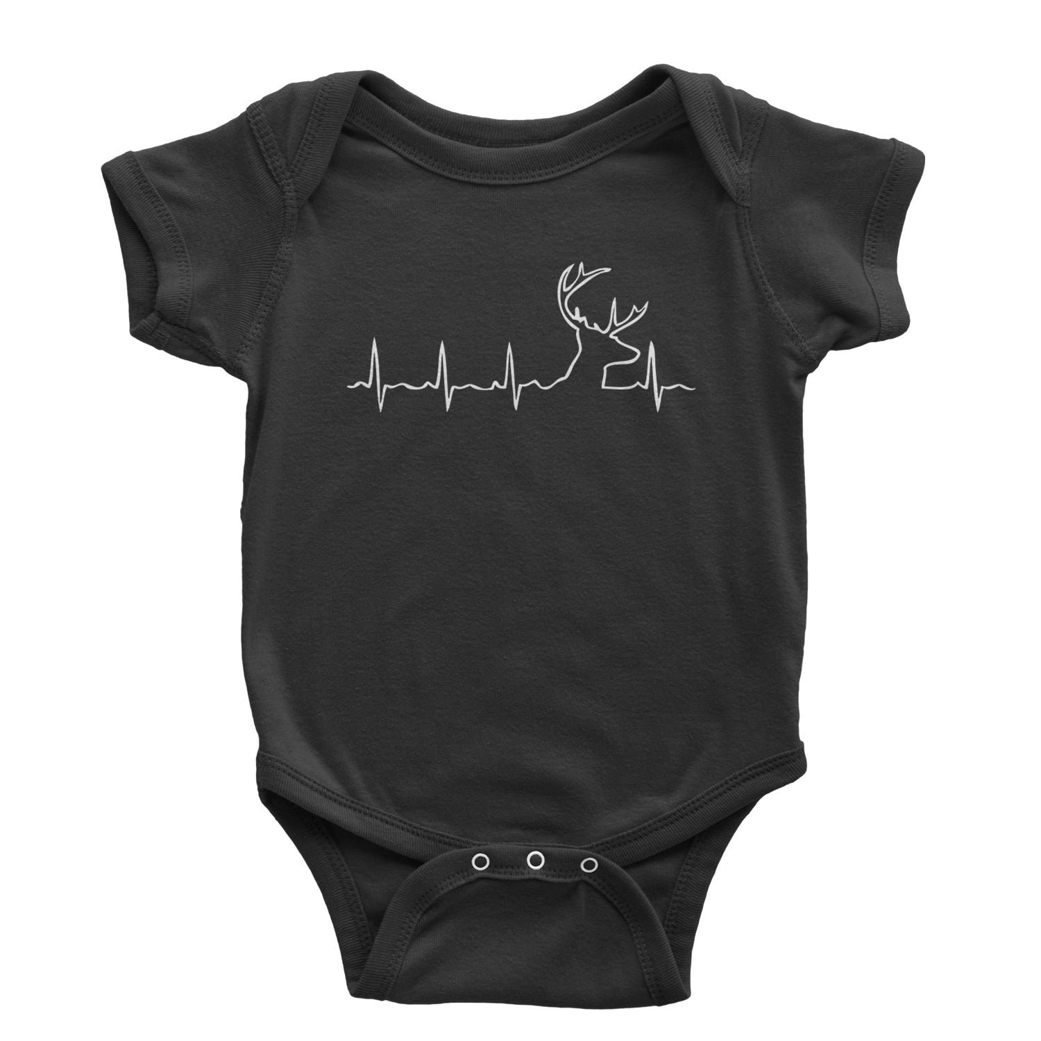 Hunting Heartbeat Deer Hunter Buck Stag Antlers  Infant One-Piece Romper Bodysuit and Toddler T-shirt Black