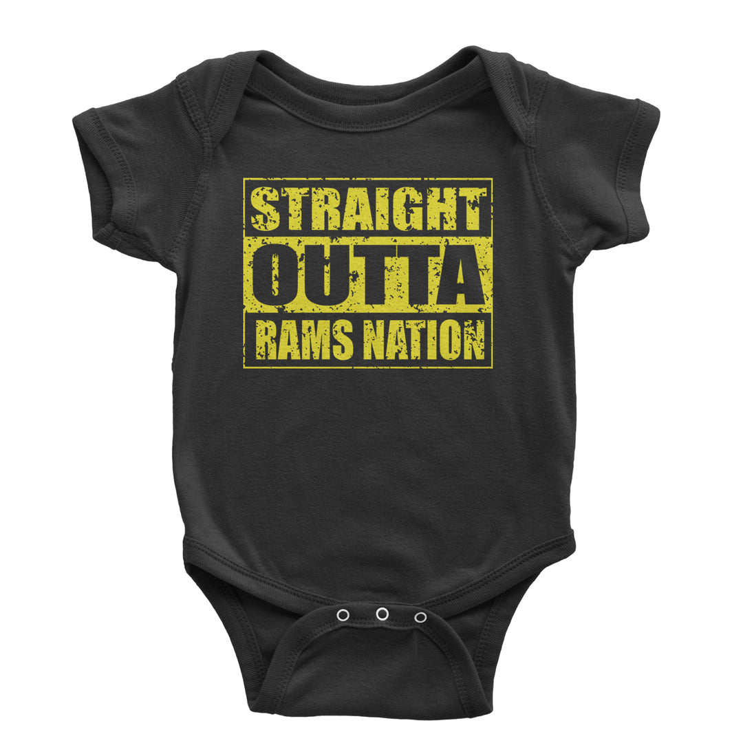 Straight Outta Rams Nation   Infant One-Piece Romper Bodysuit and Toddler T-shirt Black