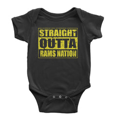 Straight Outta Rams Nation   Infant One-Piece Romper Bodysuit and Toddler T-shirt Black
