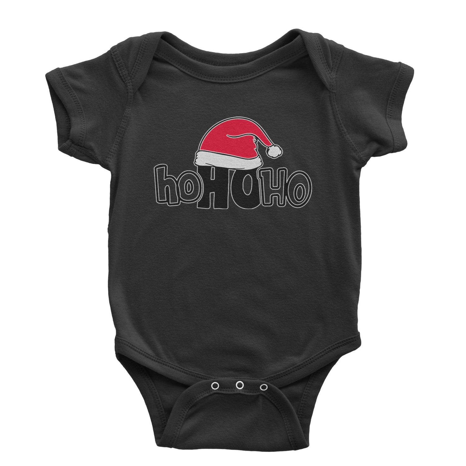 Ho Ho Ho Santa Christmas Hat Infant One-Piece Romper Bodysuit and Toddler T-shirt Black