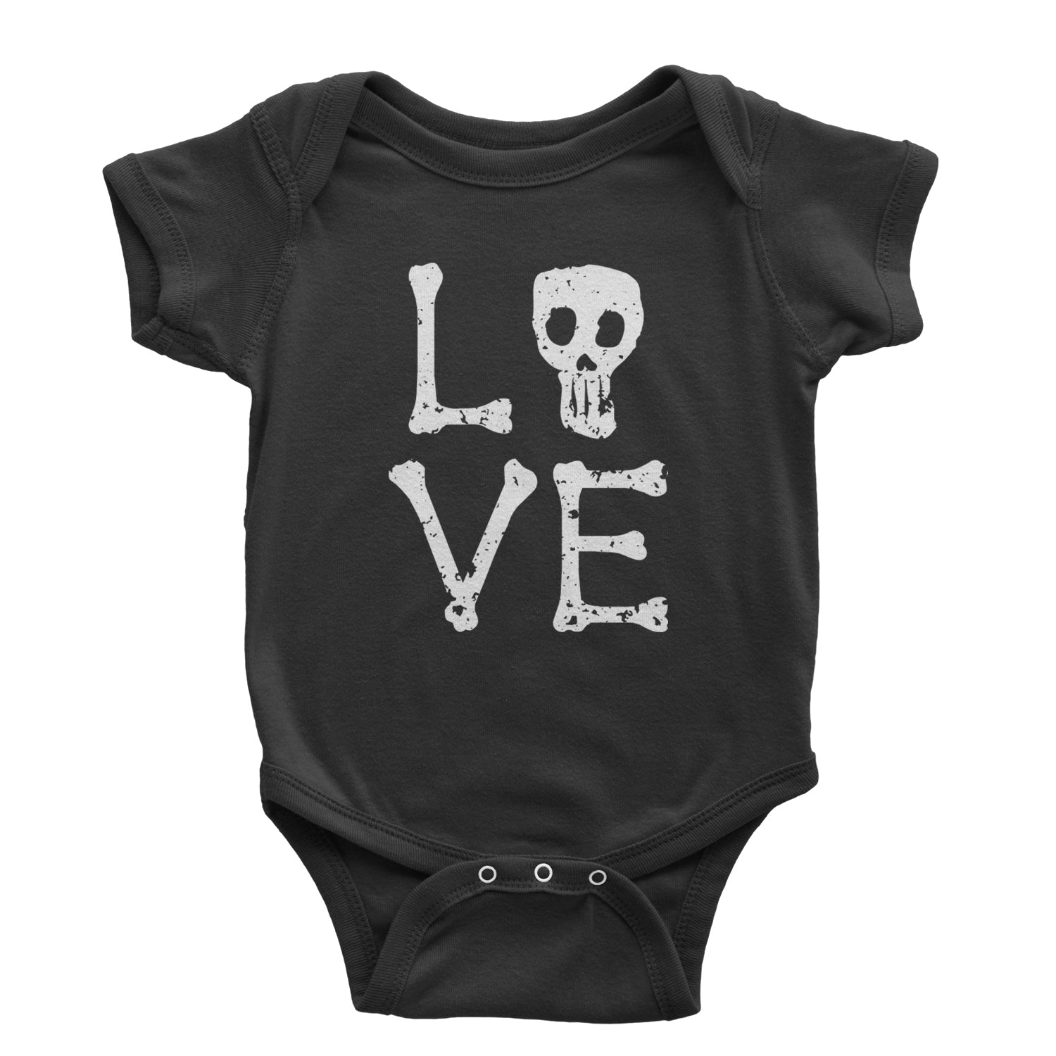 Love Skeleton Bones Infant One-Piece Romper Bodysuit and Toddler T-shirt Black