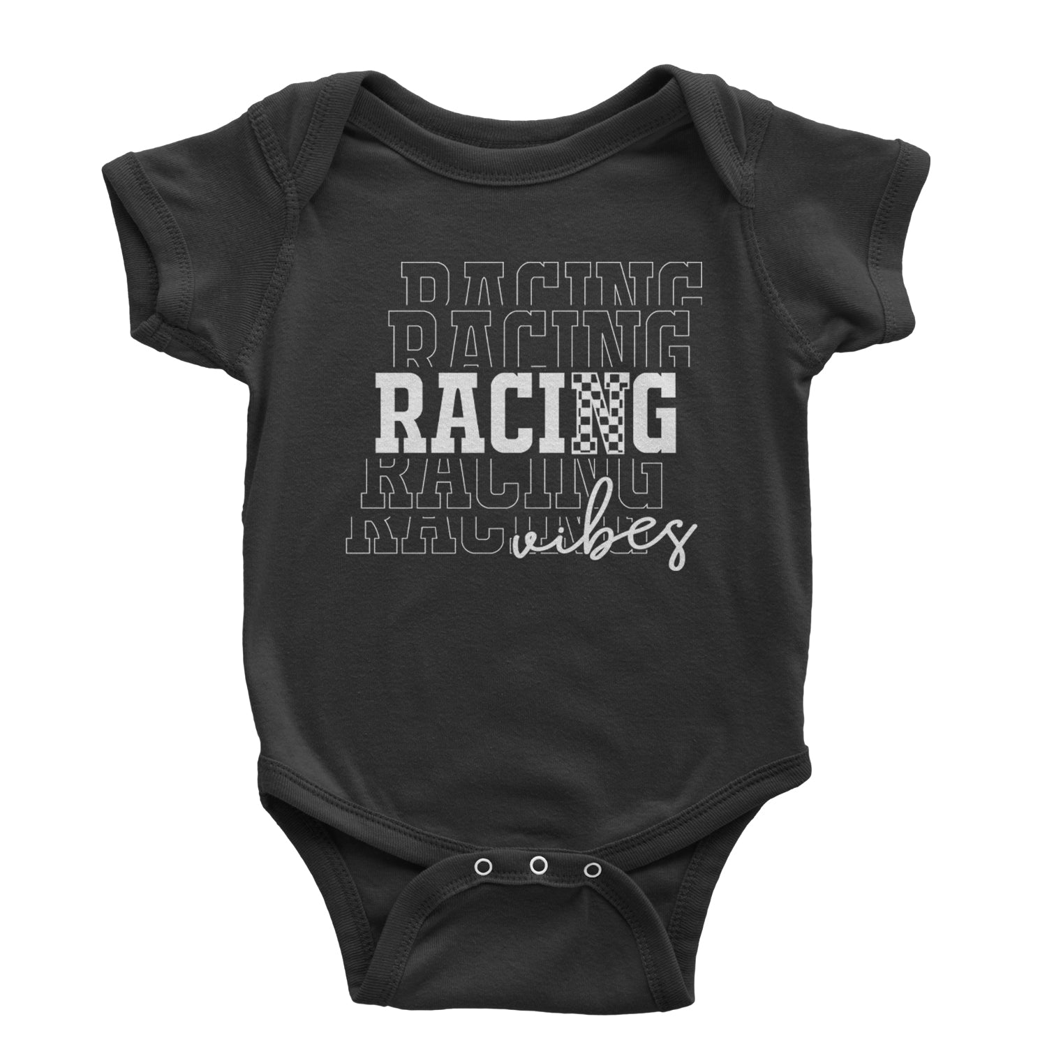 Racing Vibes Infant One-Piece Romper Bodysuit and Toddler T-shirt Black