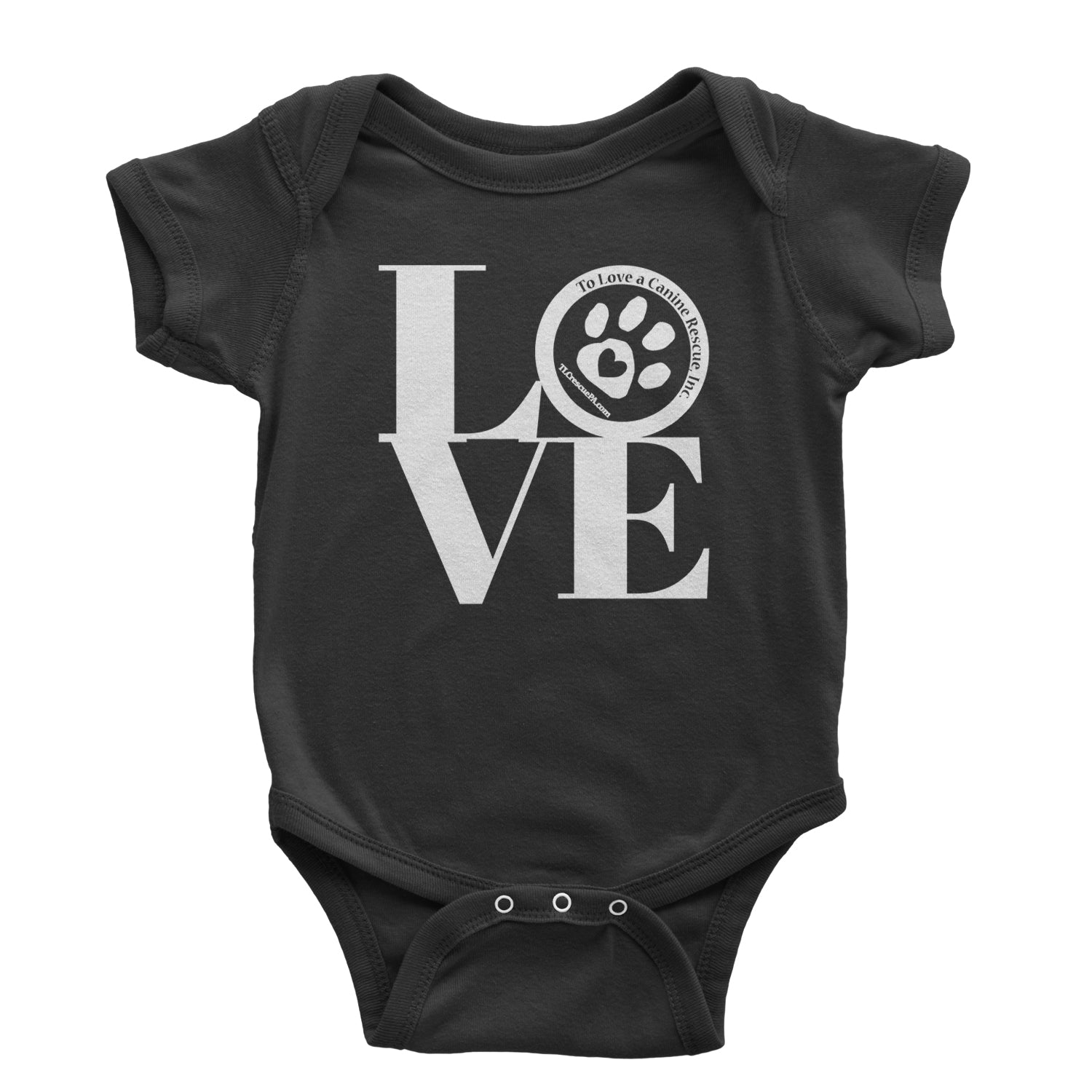 TLC LOVE Dog Rescue Infant One-Piece Romper Bodysuit and Toddler T-shirt Black