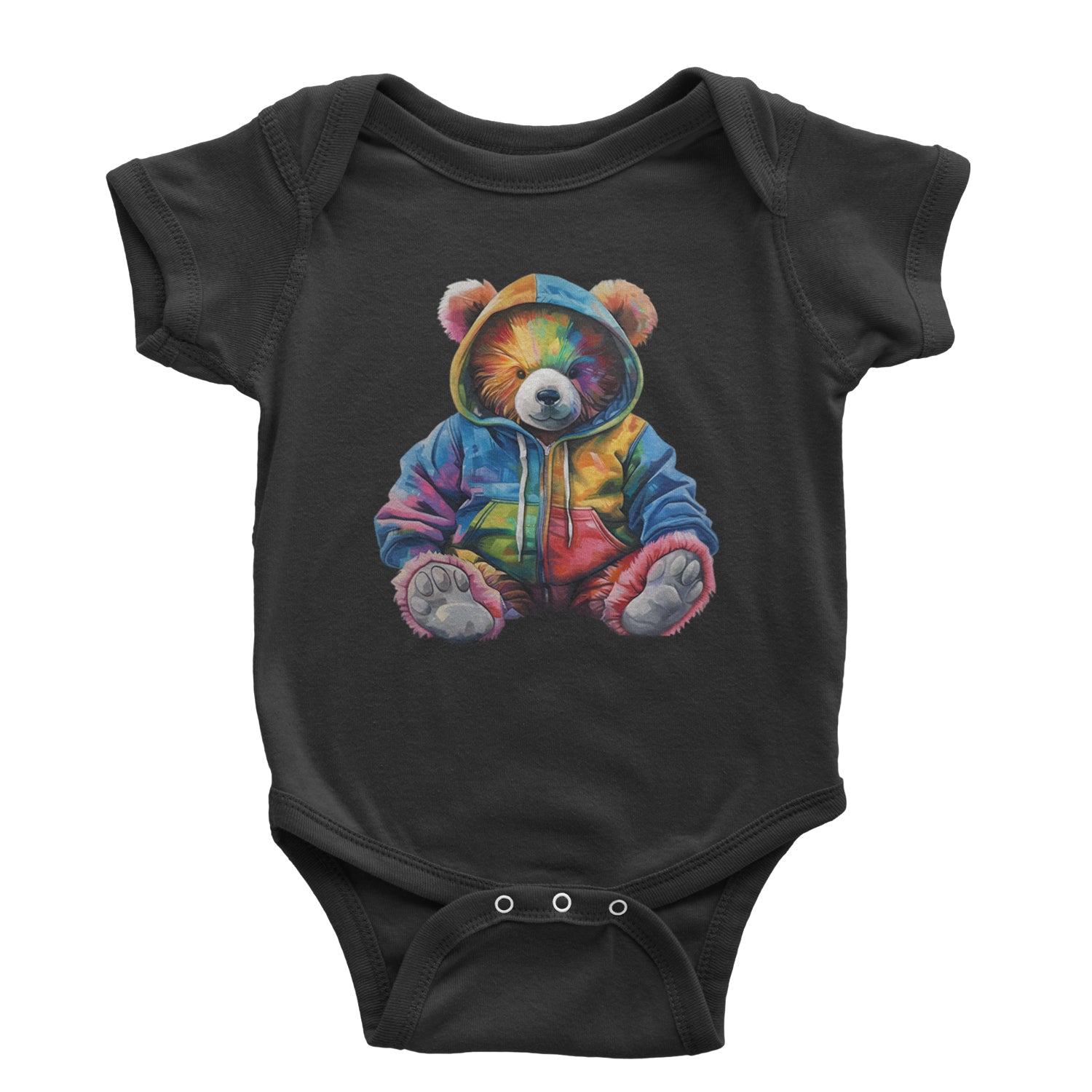 Rainbow Streetwear Urban Graffiti Bear Infant One-Piece Romper Bodysuit Or Toddler T-shirt Black