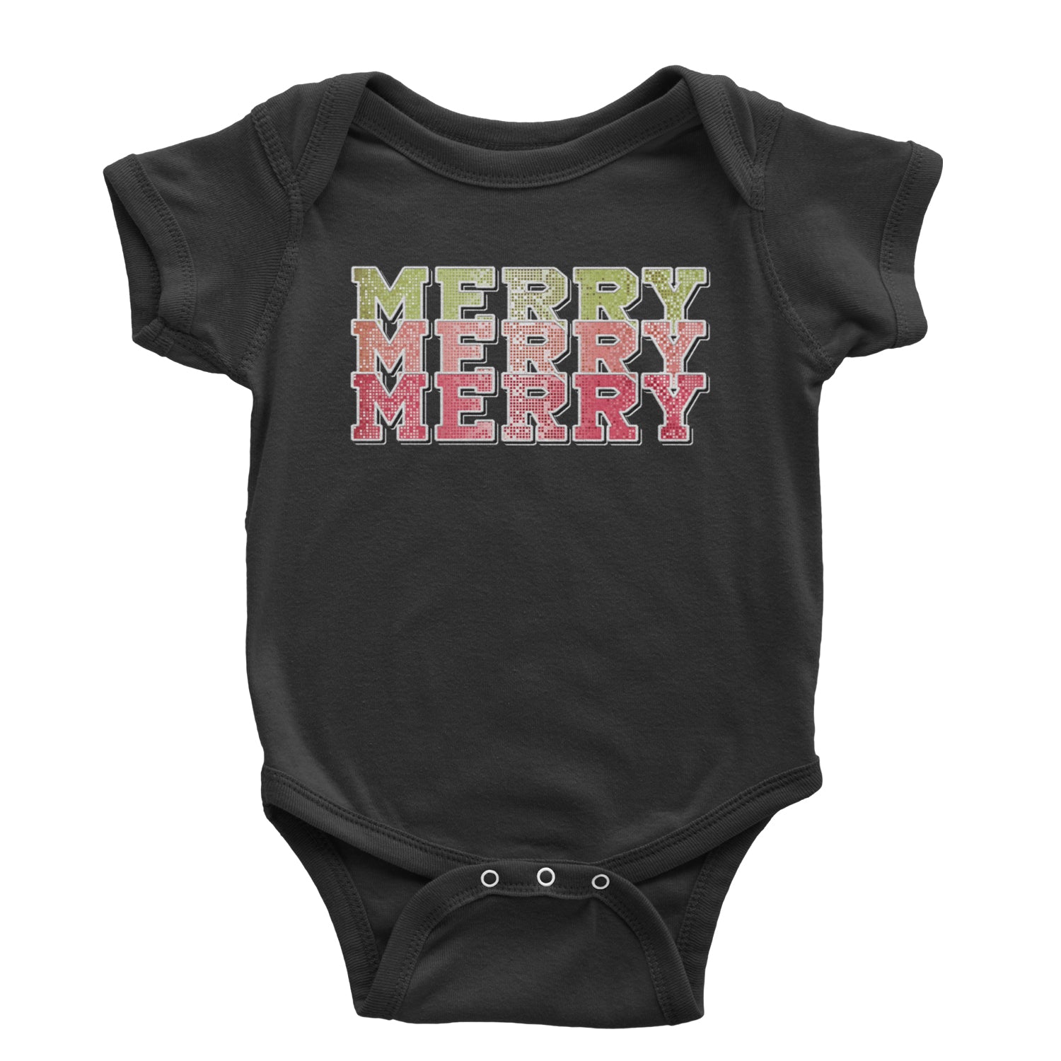 Merry Merry Merry Faux Sequins Infant One-Piece Romper Bodysuit and Toddler T-shirt Black