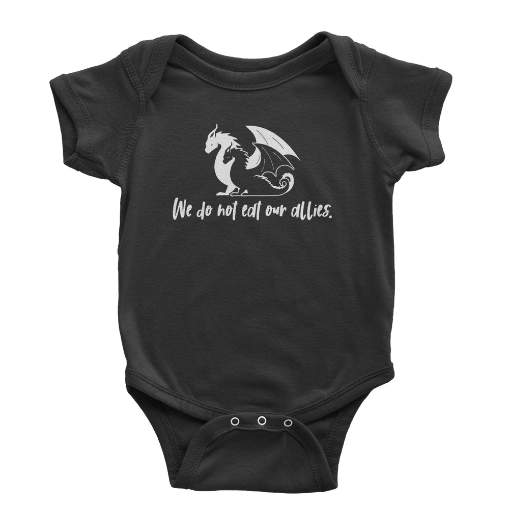 We Do Not Eat Our Allies Fourth Wing Basgiath graphic on Onesie and Toddler T-Shirt in Black