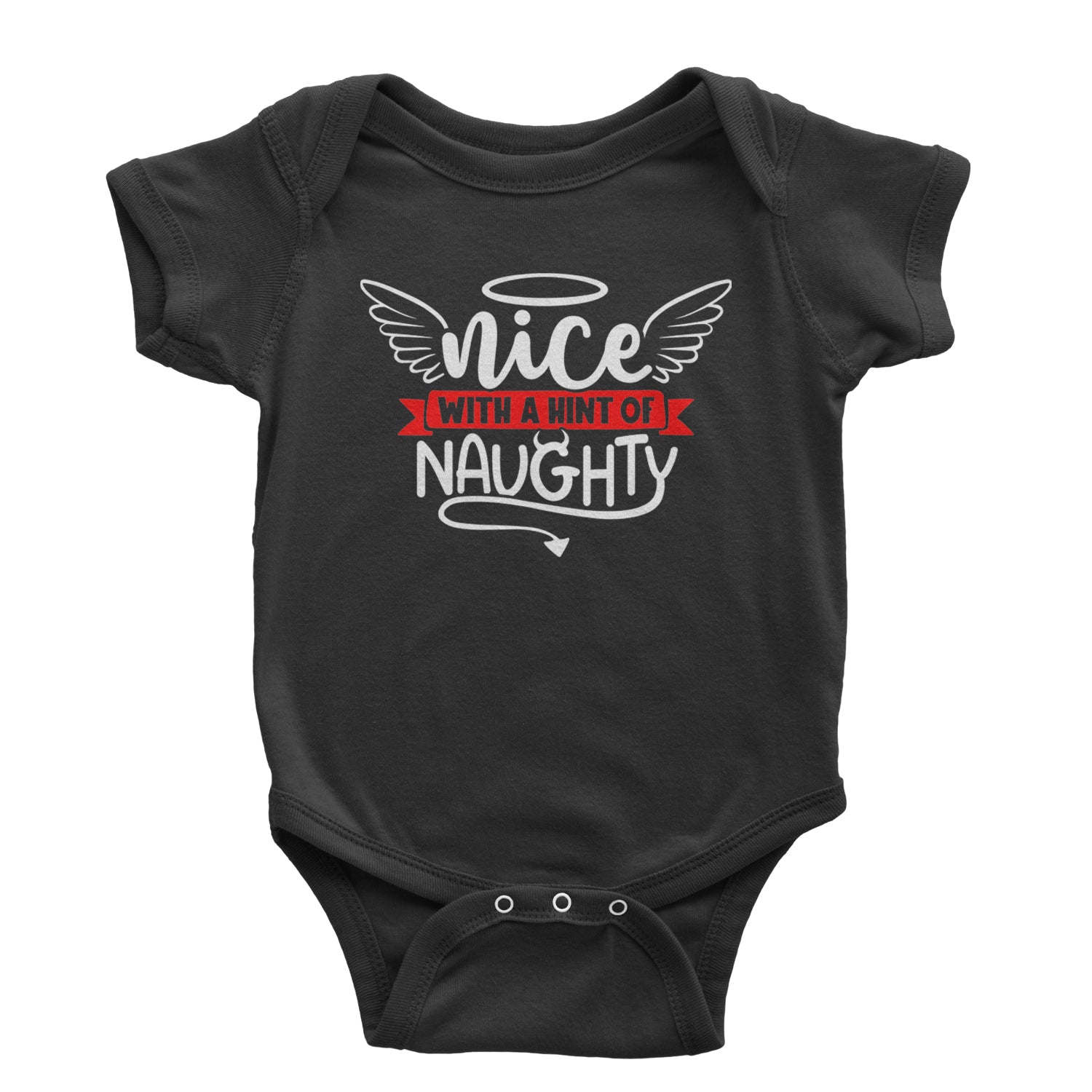 Nice with a Hint of Naughty Christmas Infant One-Piece Romper Bodysuit and Toddler T-shirt Black