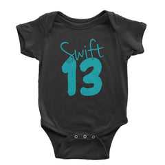 Bold 13 with "Swift" script graphic on Infant Baby Rib Bodysuit and Toddler Cotton Jersey T-Shirt
