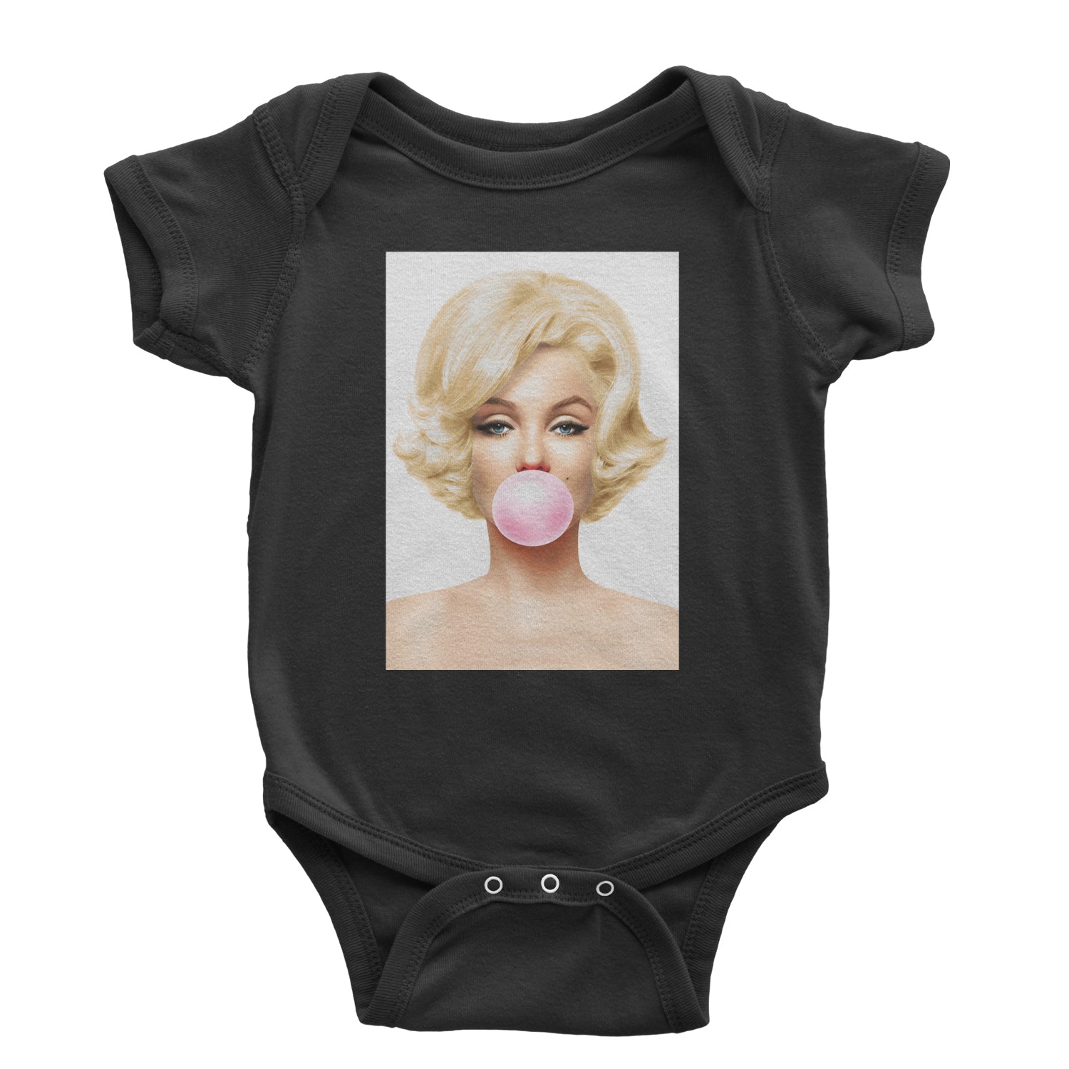 Ms. Monroe Pink Bubble Gum American Icon Infant One-Piece Romper Bodysuit and Toddler T-shirt Black