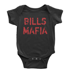 Distressed Bills Mafia Football Infant One-Piece Romper Bodysuit and Toddler T-shirt Black