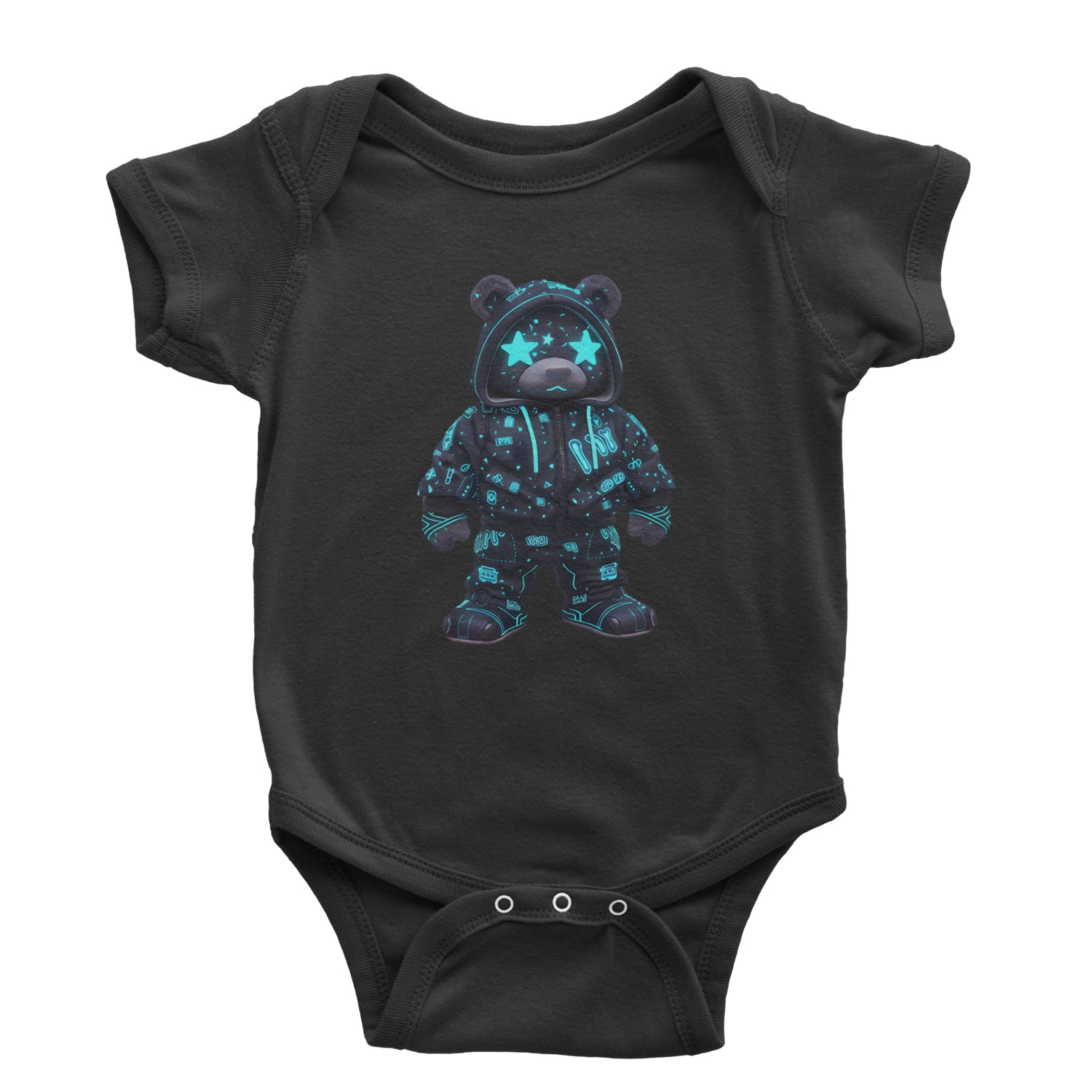 Starry Eyed Vaporwave Urban Graffiti Bear Infant One-Piece Romper Bodysuit Or Toddler T-shirt Black