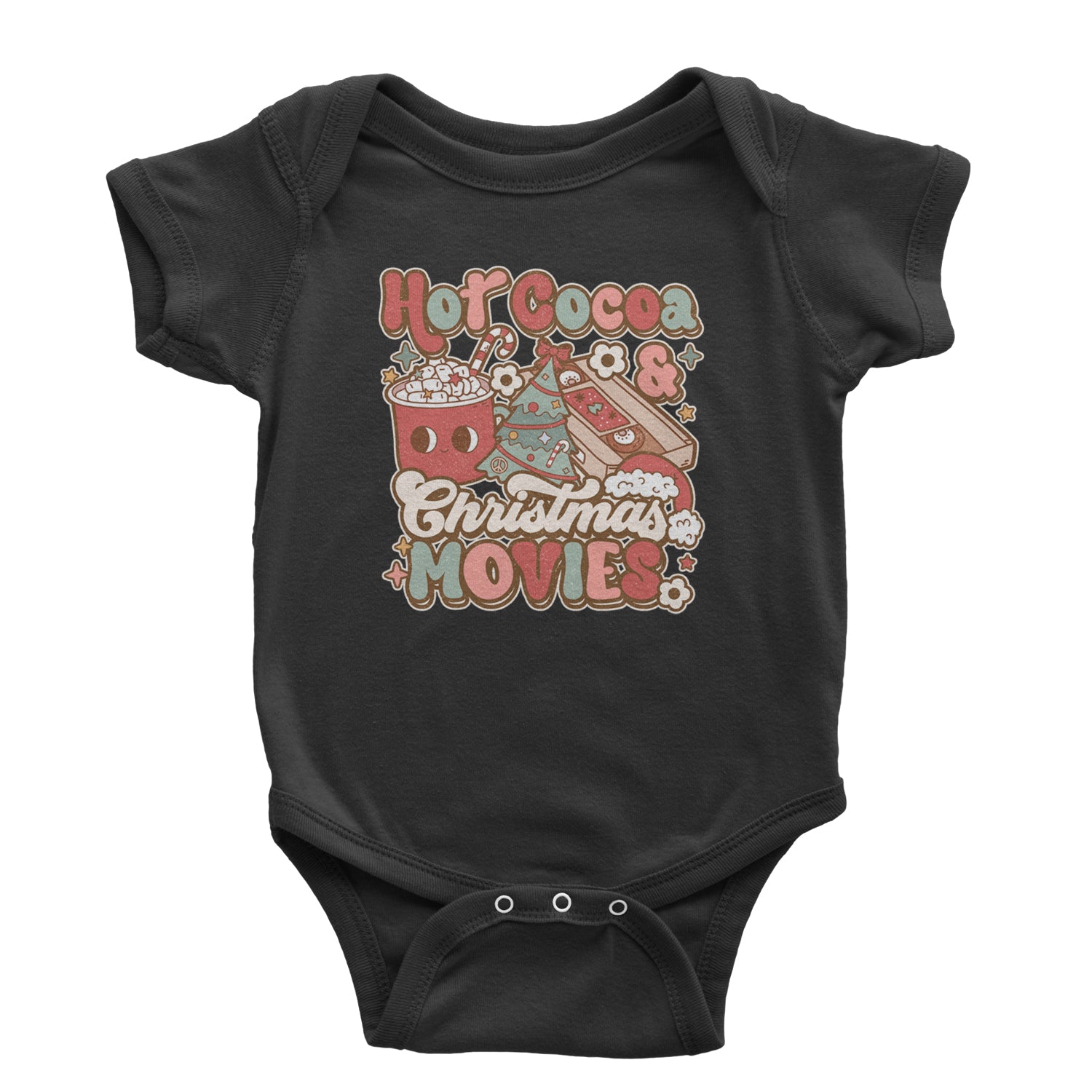 Hot Cocoa And Christmas Movies Holiday Infant One-Piece Romper Bodysuit and Toddler T-shirt Light Pink