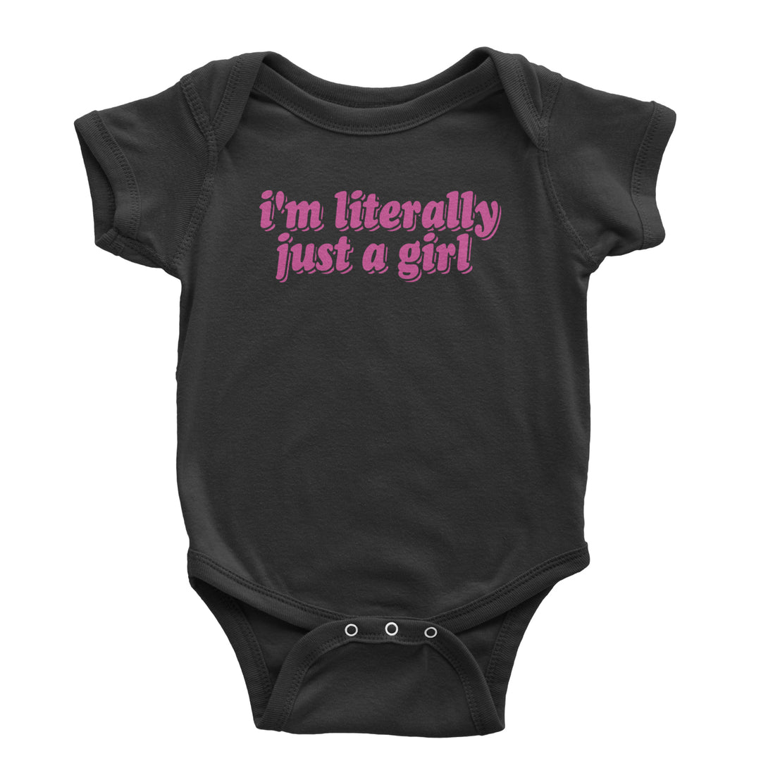 Pink bubble-letter phrase on a soft pink background printed on an Infant Baby Rib Bodysuit and Toddler Cotton Jersey T-Shirt
