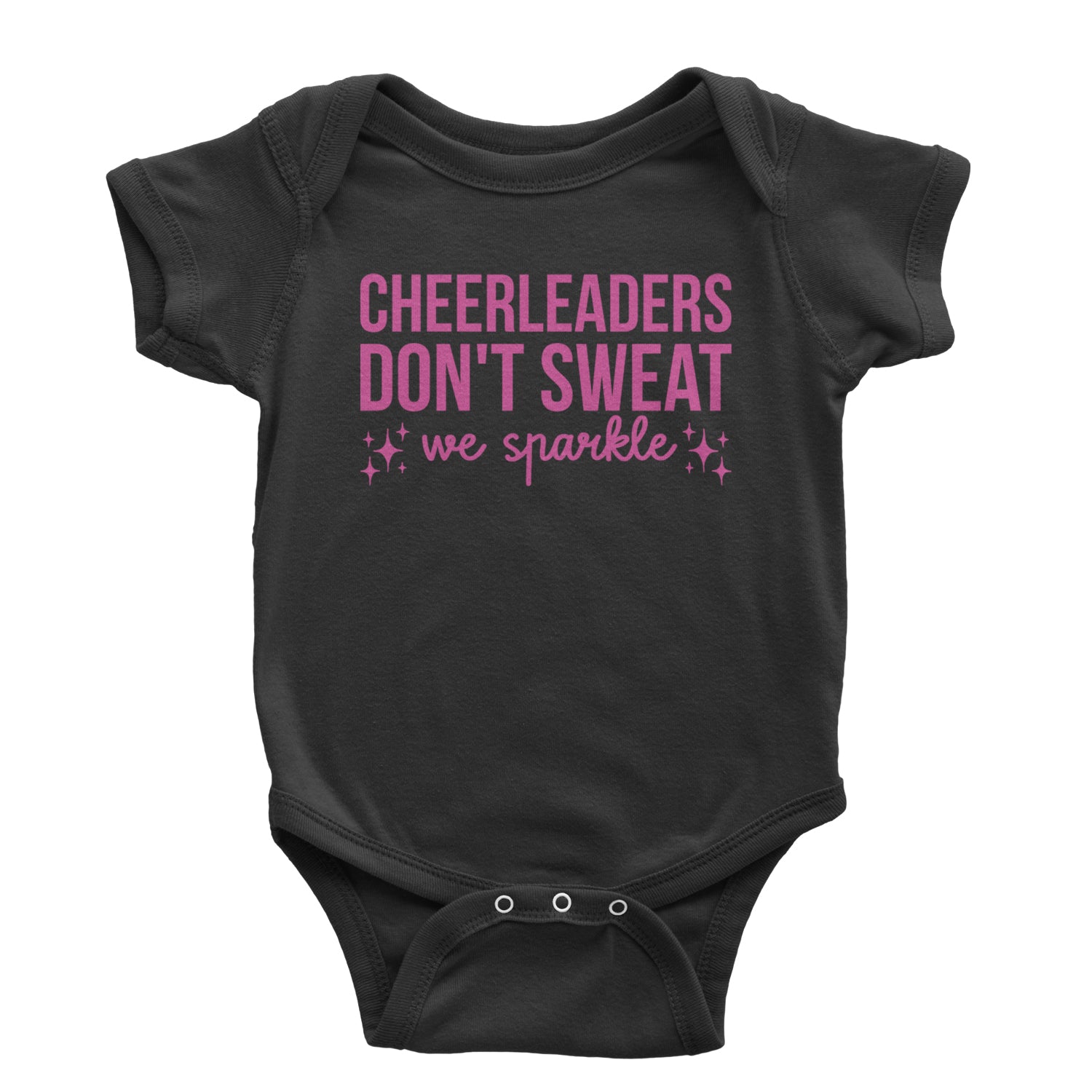 Cheerleaders Don't Sweat, We Sparkle Infant One-Piece Romper Bodysuit and Toddler T-shirt Black