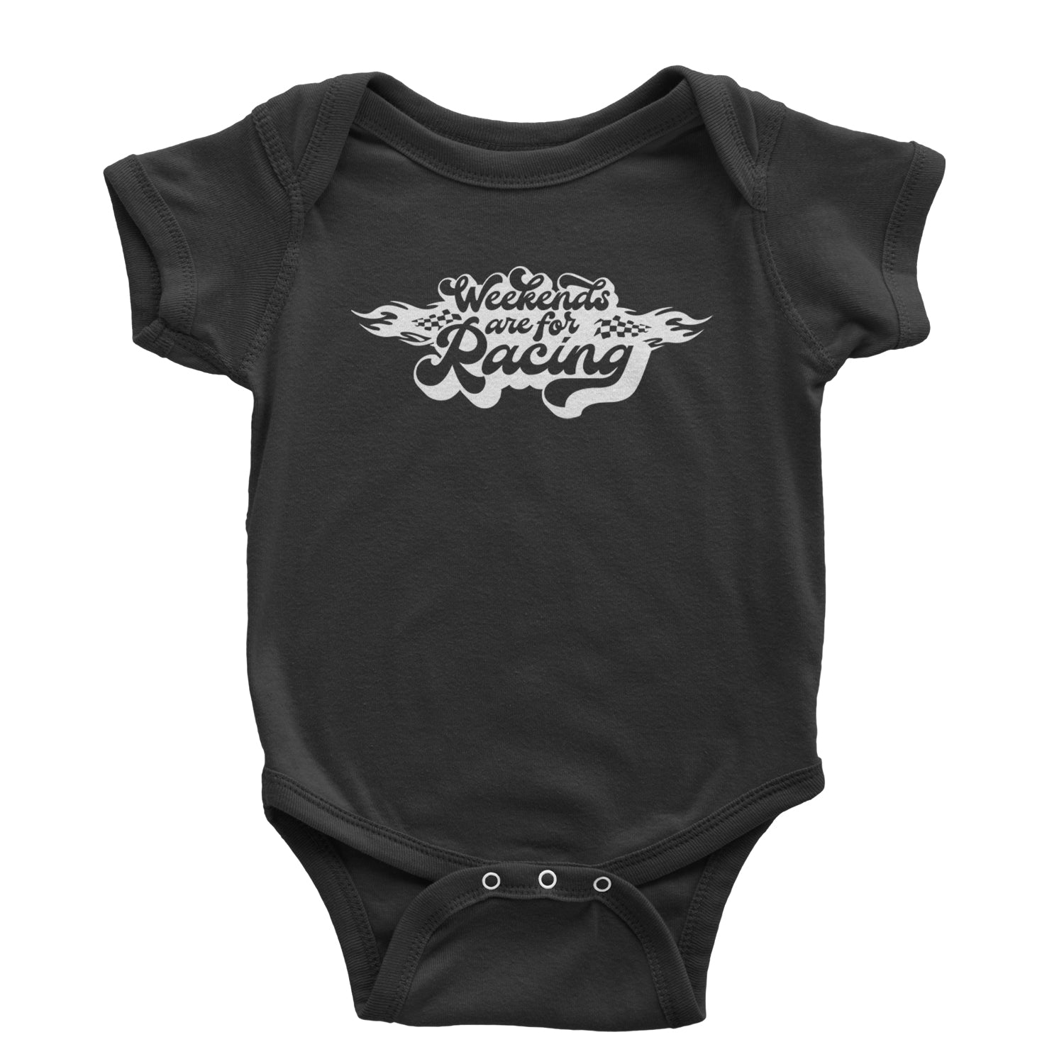 Weekends Are For Racing Infant One-Piece Romper Bodysuit and Toddler T-shirt Black