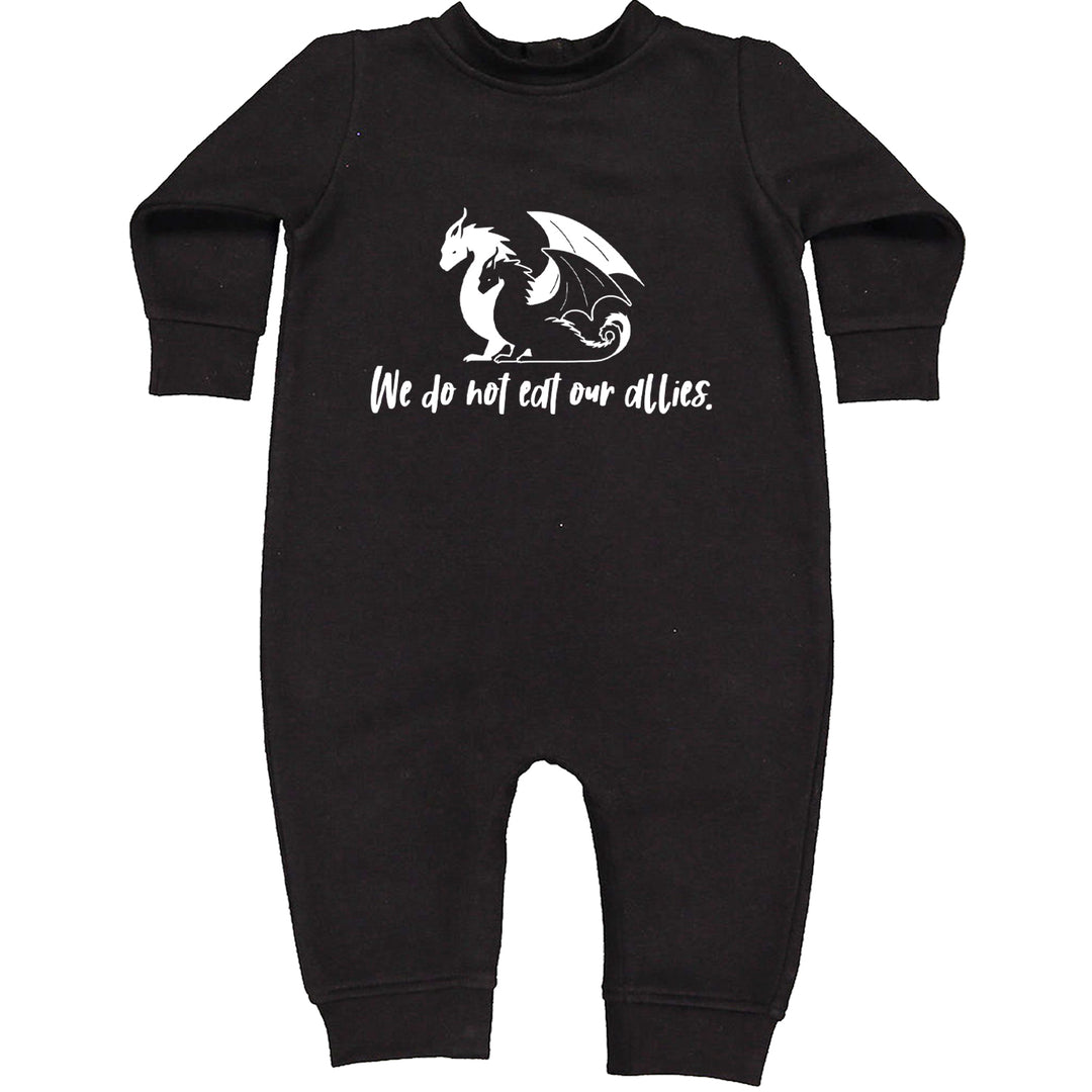 We Do Not Eat Our Allies Fourth Wing Basgiath graphic on Toddler Hoodie and Baby Fleece Onesie in Black alternate view 2