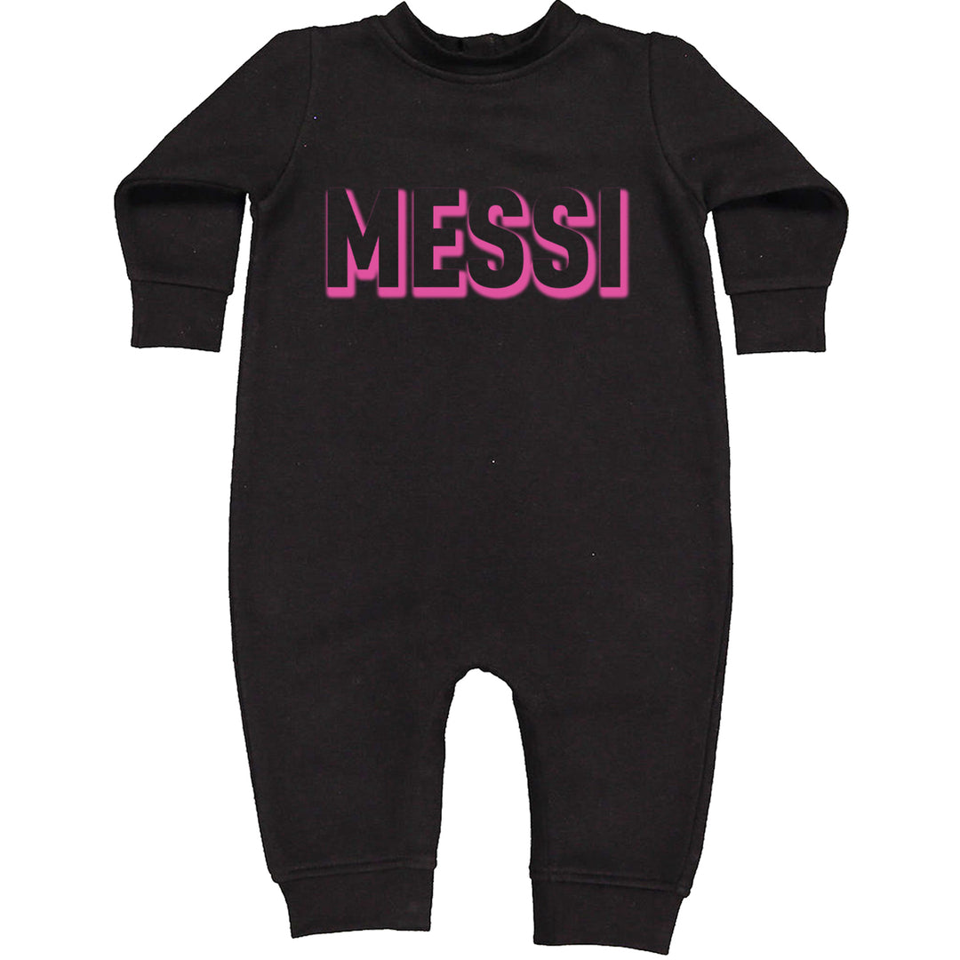 Messi OUTLINE Miami Futbol Toddler Hoodie And Infant Fleece Romper Black