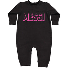 Messi OUTLINE Miami Futbol Toddler Hoodie And Infant Fleece Romper Black