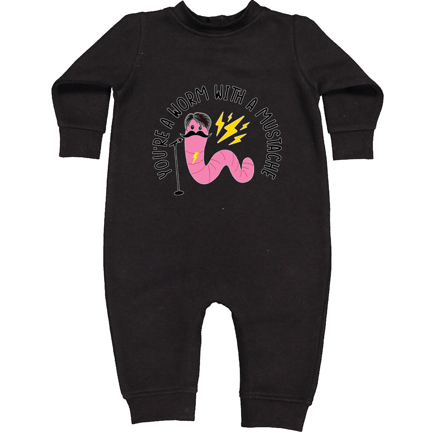 You're A Worm With A Mustache Tom Scandoval Toddler Hoodie And Infant Fleece Romper Black