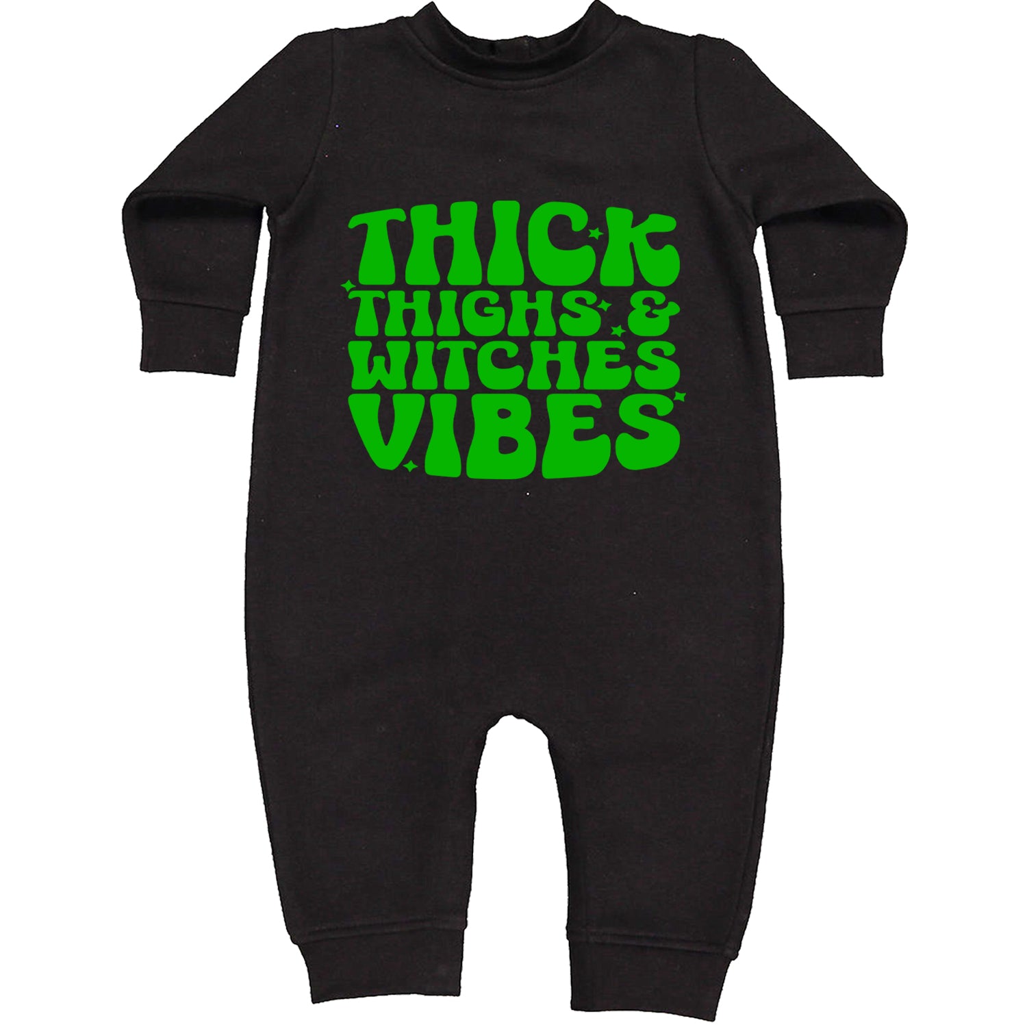 Thick Thighs And Witches Vibes Toddler Hoodie And Infant Fleece Romper Black