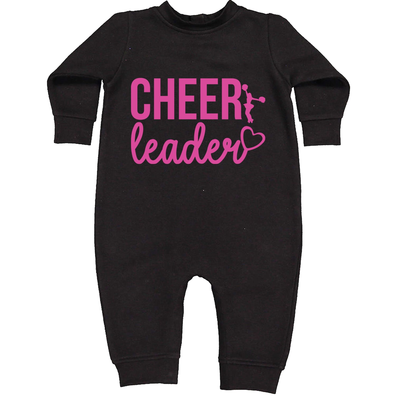 Cheerleader Heart Love Toddler Hoodie And Infant Fleece Romper Black