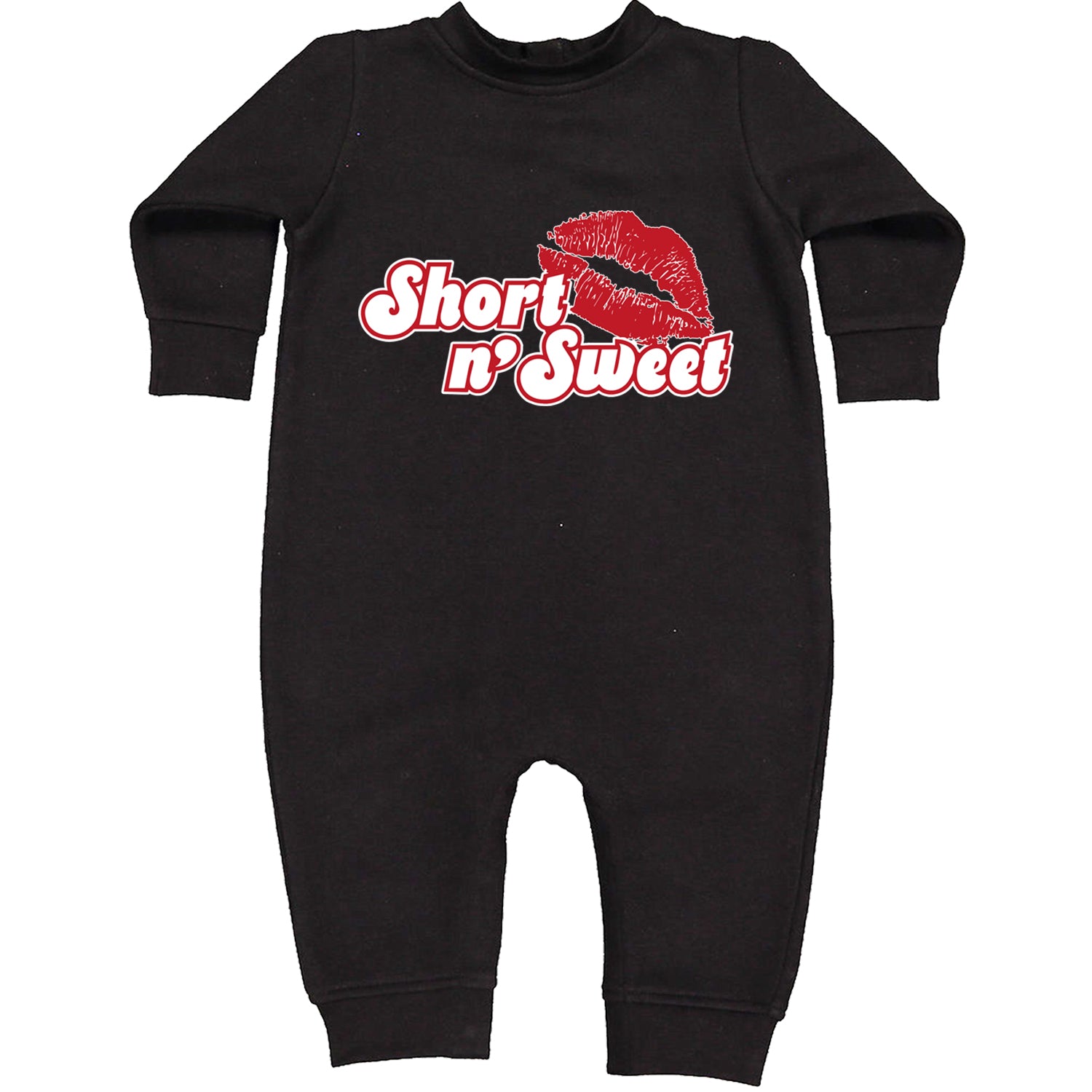 Short N' Sweet Red Lips Toddler Hoodie And Infant Fleece Romper Black