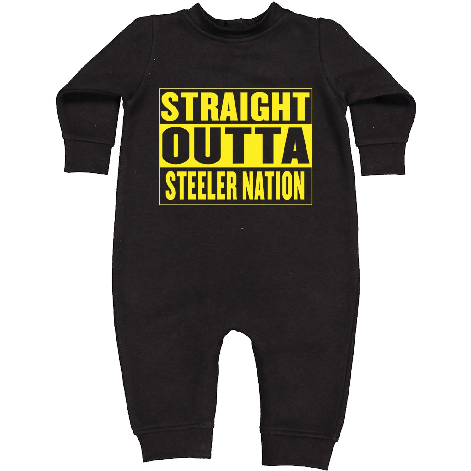 Straight Outta Steeler Nation Football  Toddler Hoodie And Infant Fleece Romper Black