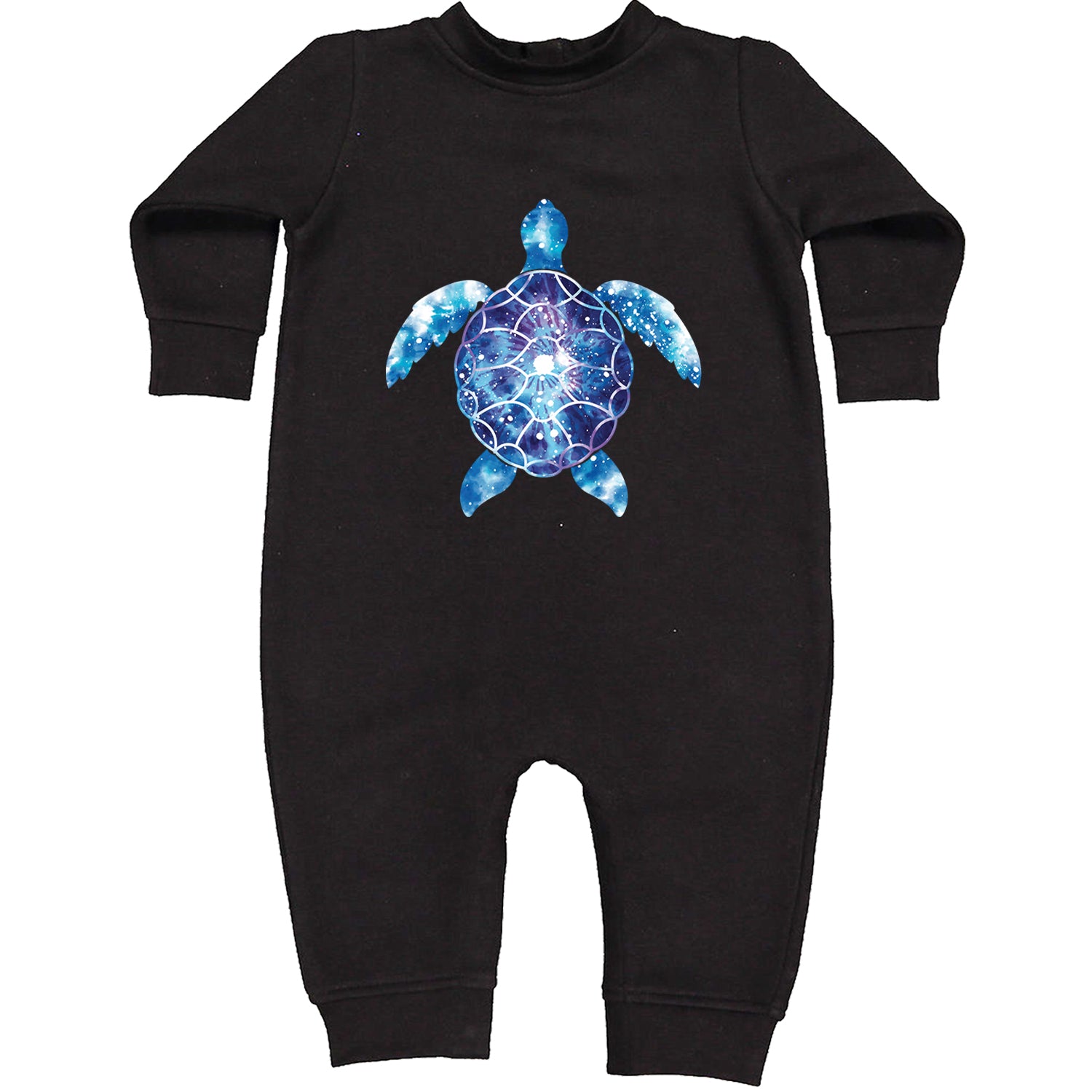 Ocean Aura Tie-Dye Sea Turtle Toddler Hoodie And Infant Fleece Romper Black