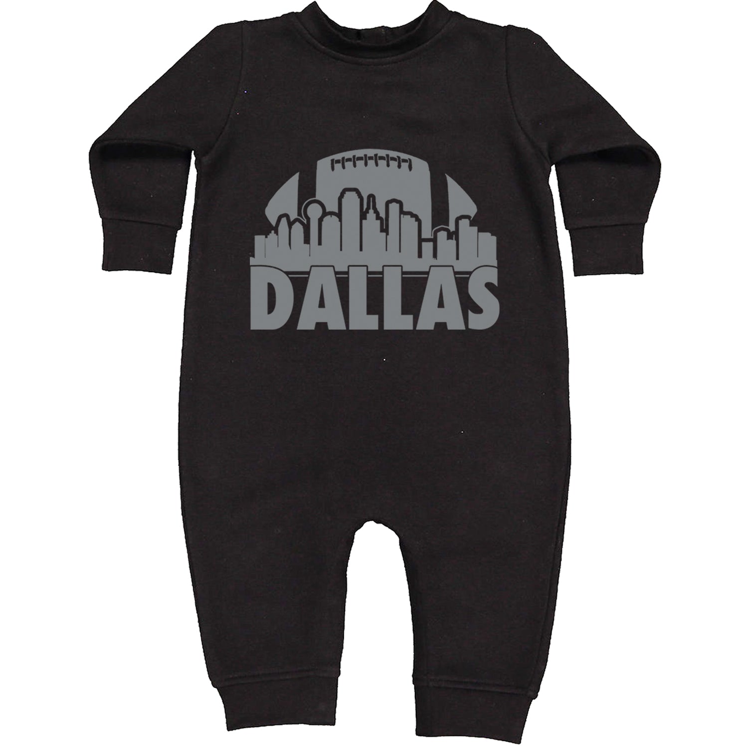 Dallas Texas Skyline Toddler Hoodie And Infant Fleece Romper Black