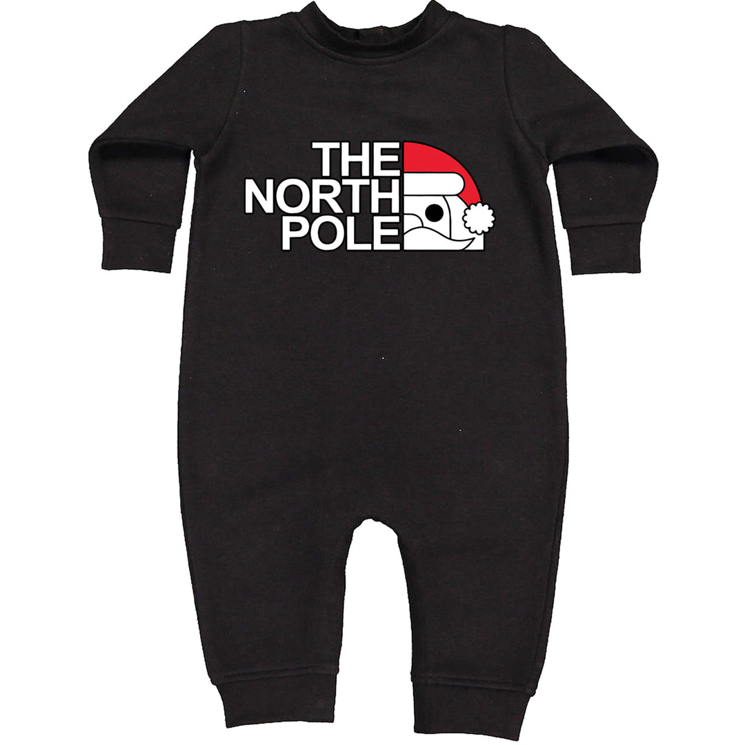 The North Pole Santa Face graphic on Toddler Hoodie and Baby Fleece Onesie in Black alternate view 2