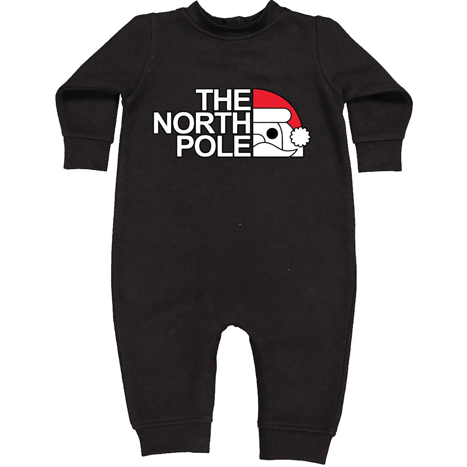 The North Pole Santa Face Toddler Hoodie And Infant Fleece Romper Black