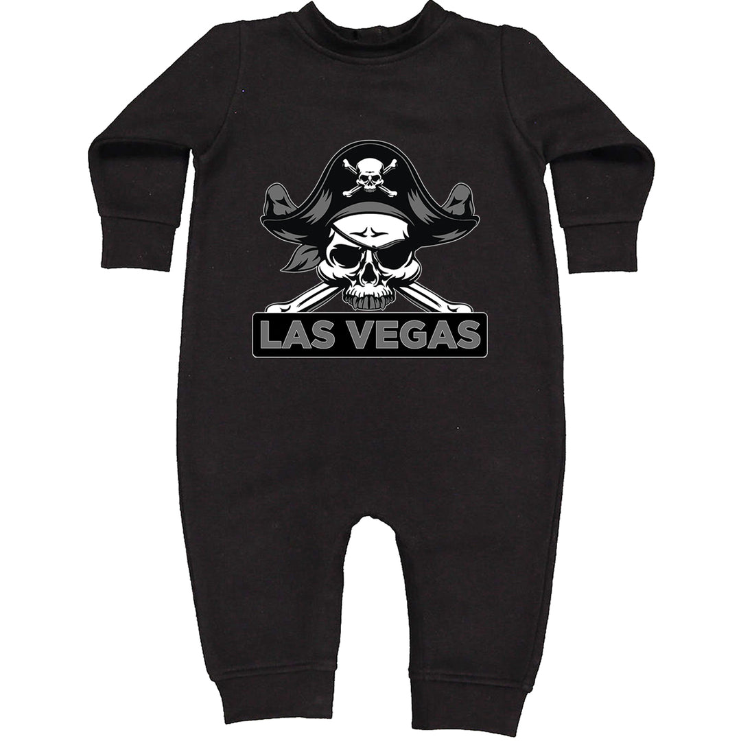 Raider Skull Straight Outta Las Vegas Toddler Hoodie And Infant Fleece Romper Black