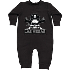 Raider Skull Straight Outta Las Vegas Toddler Hoodie And Infant Fleece Romper Black
