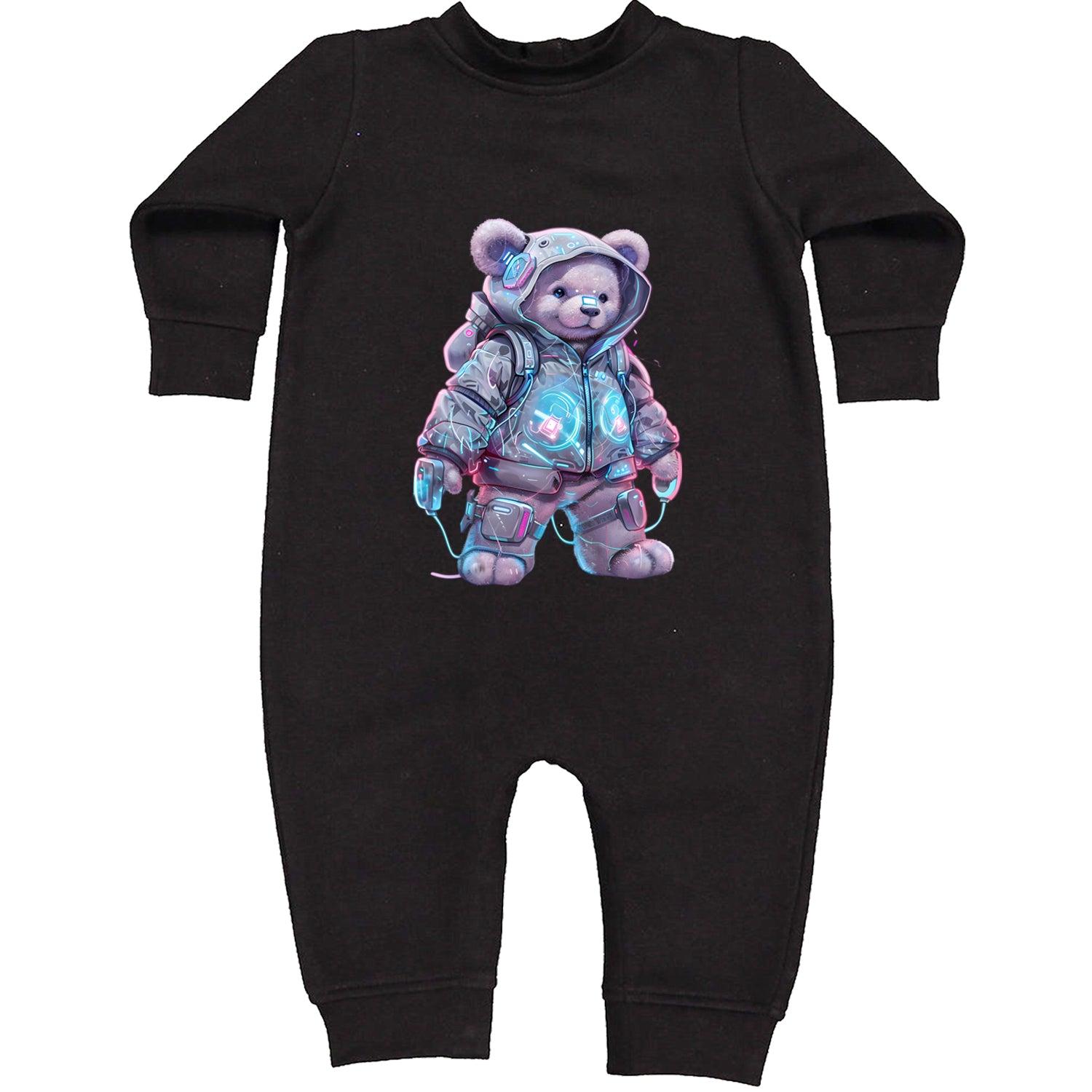 Cyberpunk Adventure Urban Graffiti Bear Toddler Hoodie Or Infant Fleece Romper Black