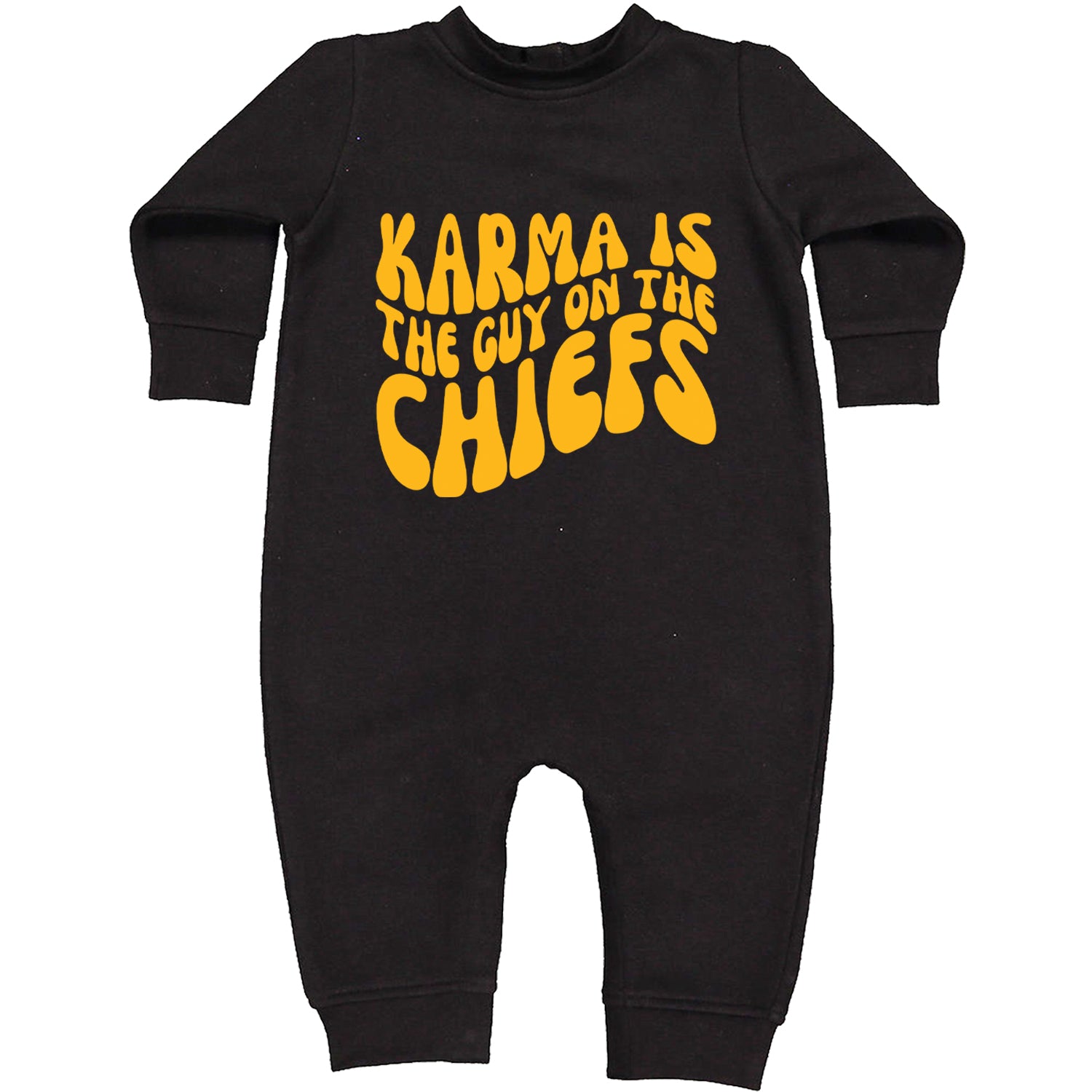 Karma Is The Guy On The Chiefs Boyfriend Toddler Hoodie And Infant Fleece Romper Black